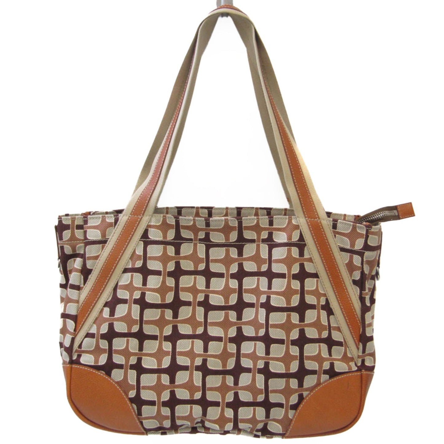 Prada Men Shoulder Bag Tote Bag Light Leather Canvas Brown