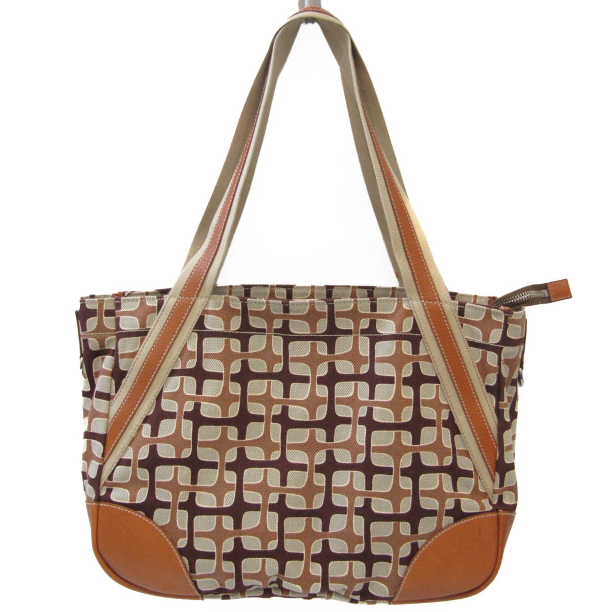 Prada Men Shoulder Bag Tote Bag Light Leather Canvas Brown
