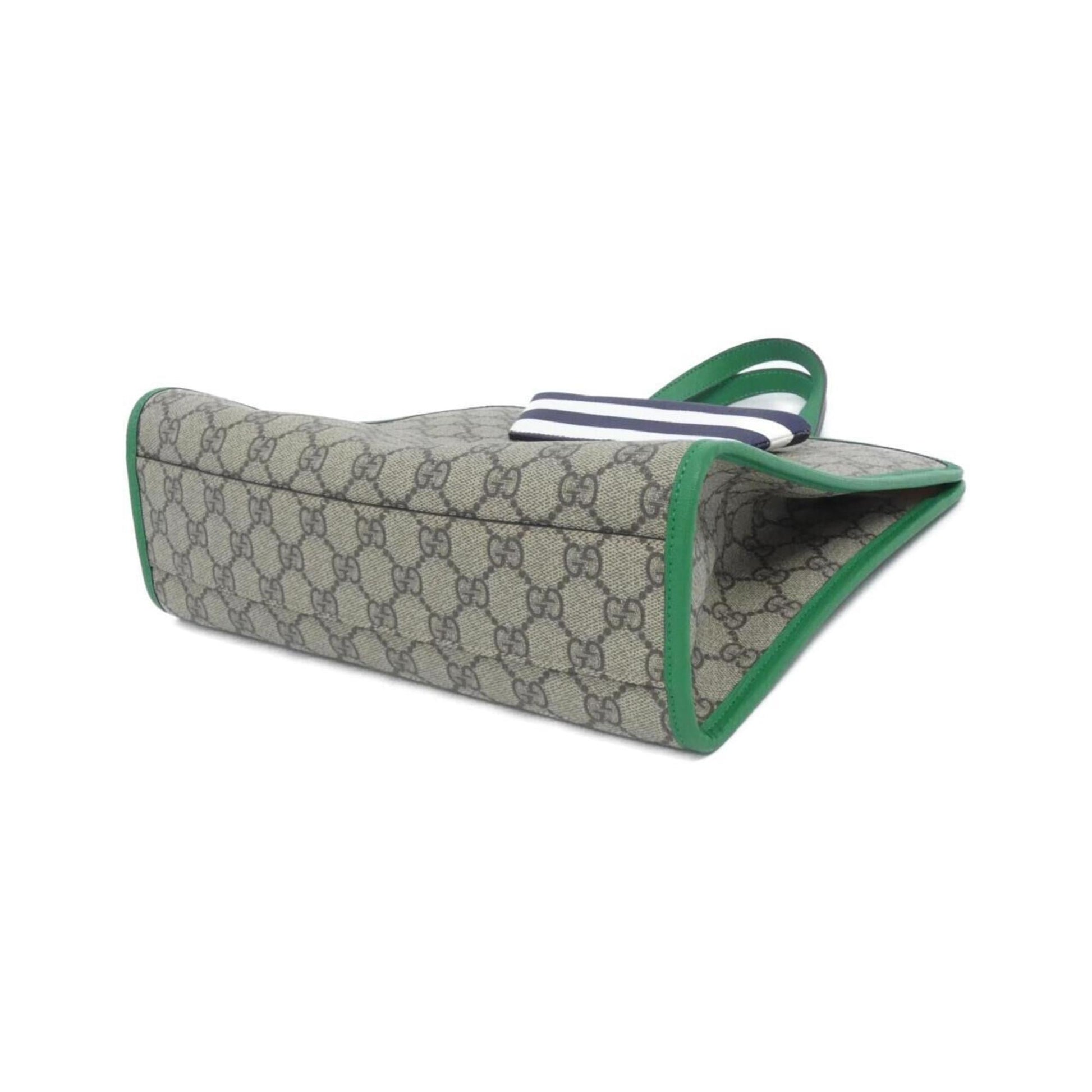 Gucci Beige Green Gg Supreme Canvas Briefcase