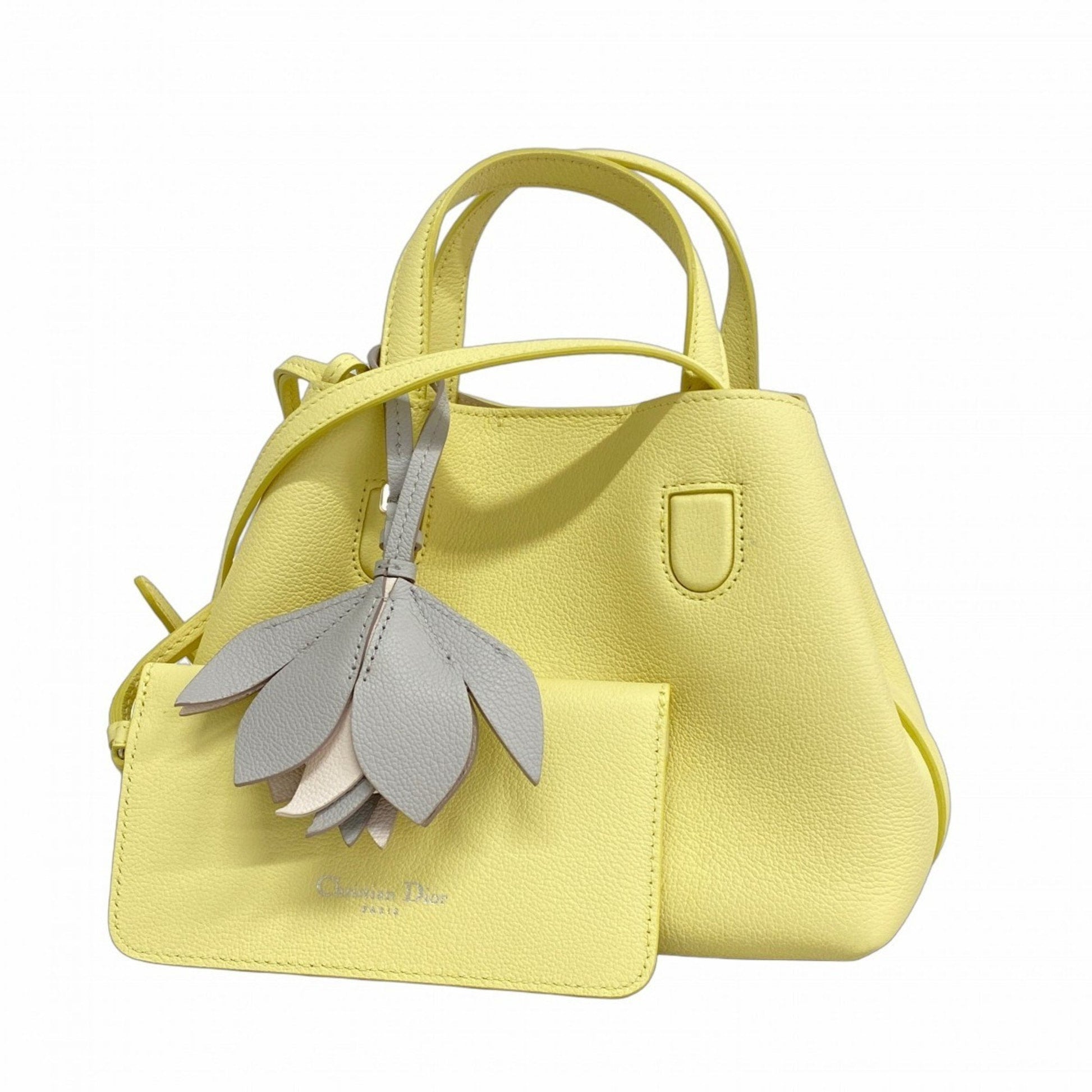 Dior Handbag Christian Leather Yellow