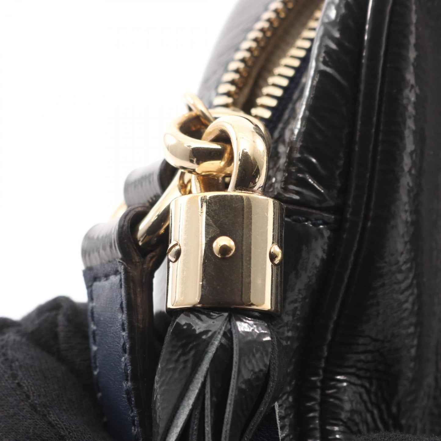 Gucci Navy Patent Leather Shoulder Bag