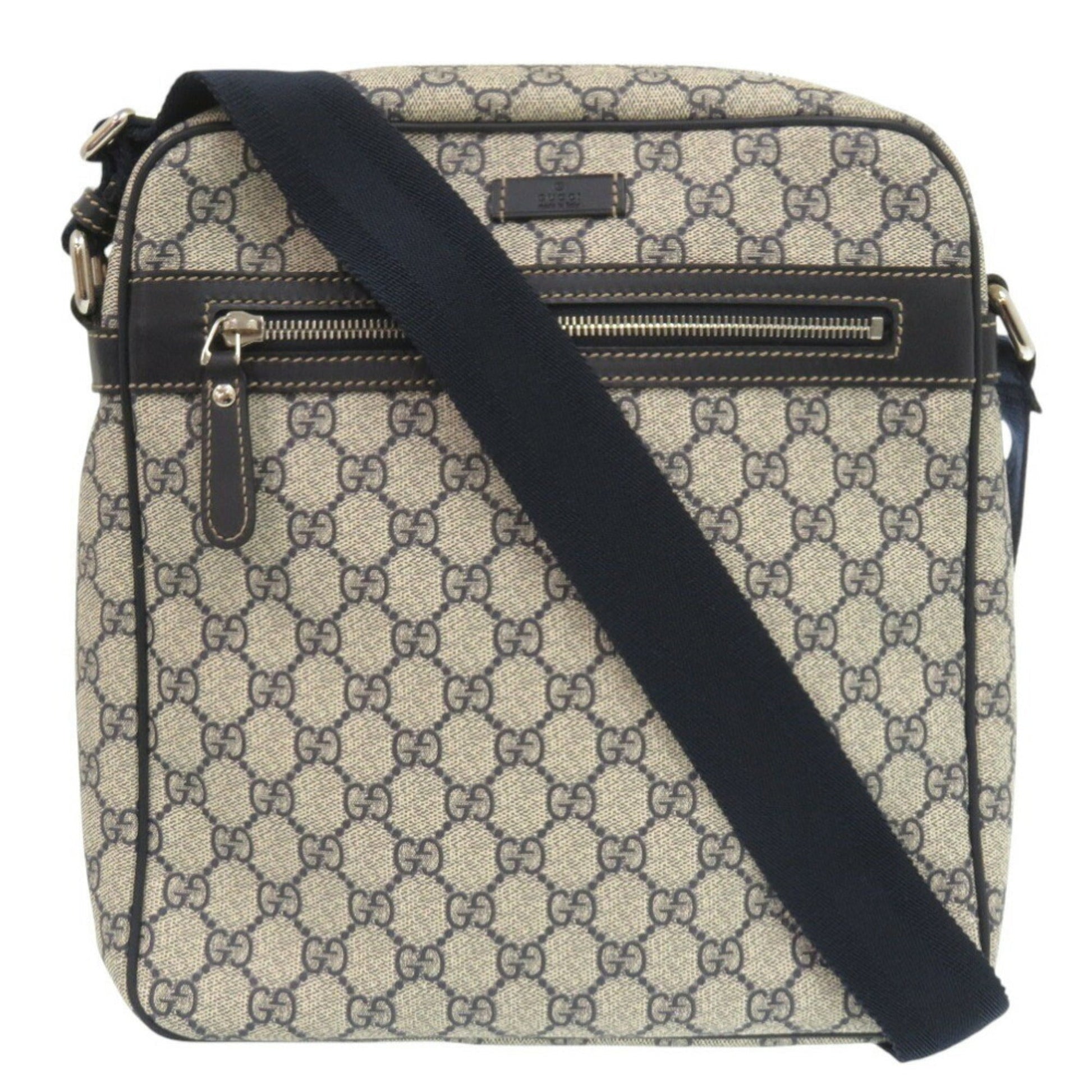 Gucci Beige Navy Gg Supreme Shoulder Bag