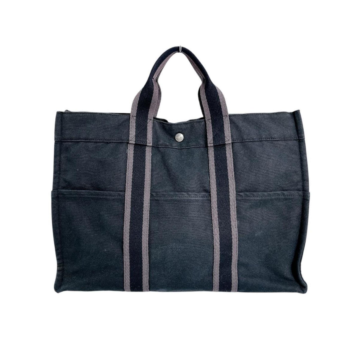 Hermes Her Line Tote Bag Canvas Black