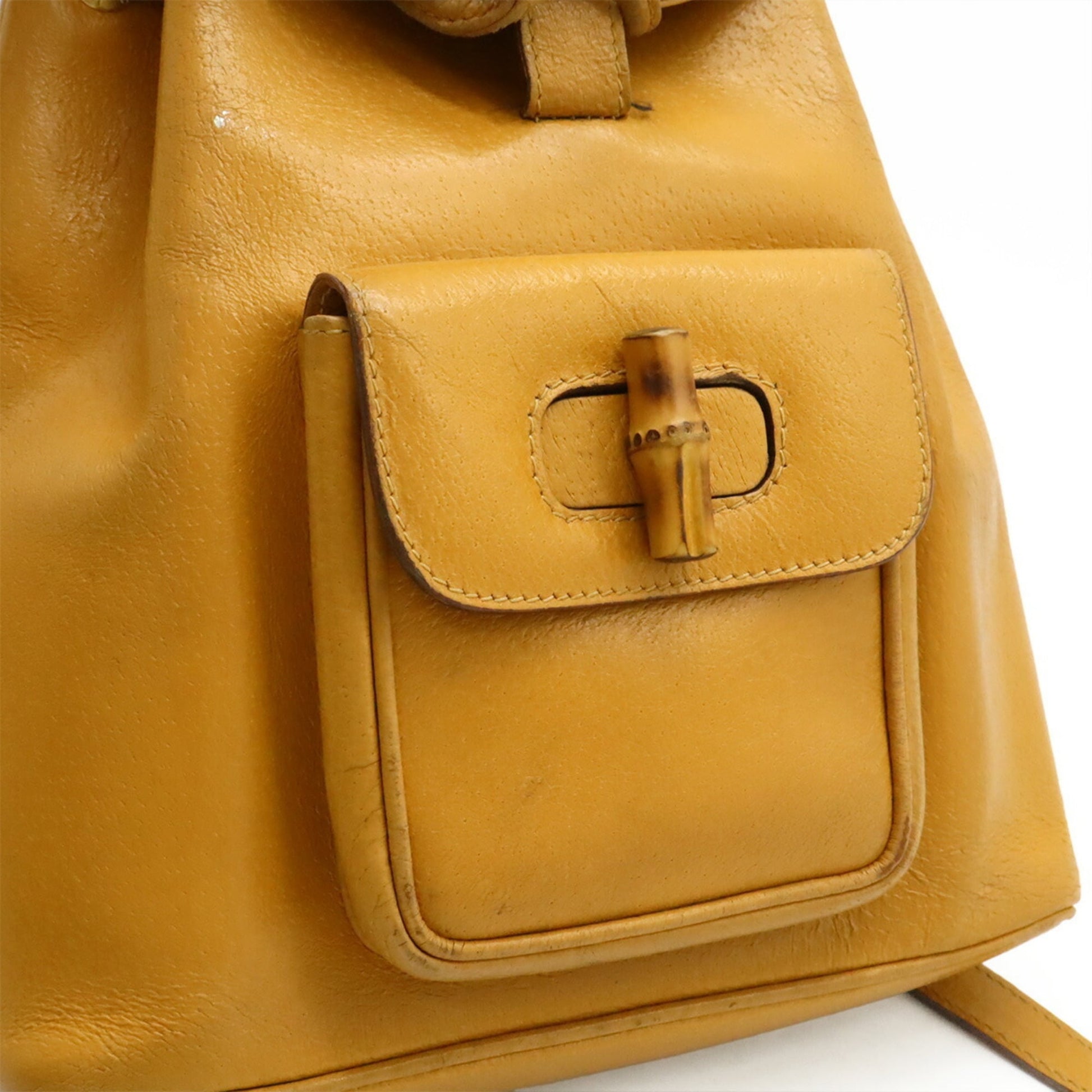 Gucci Beige Light Brown Bamboo Leather Backpack Shoulder Bag