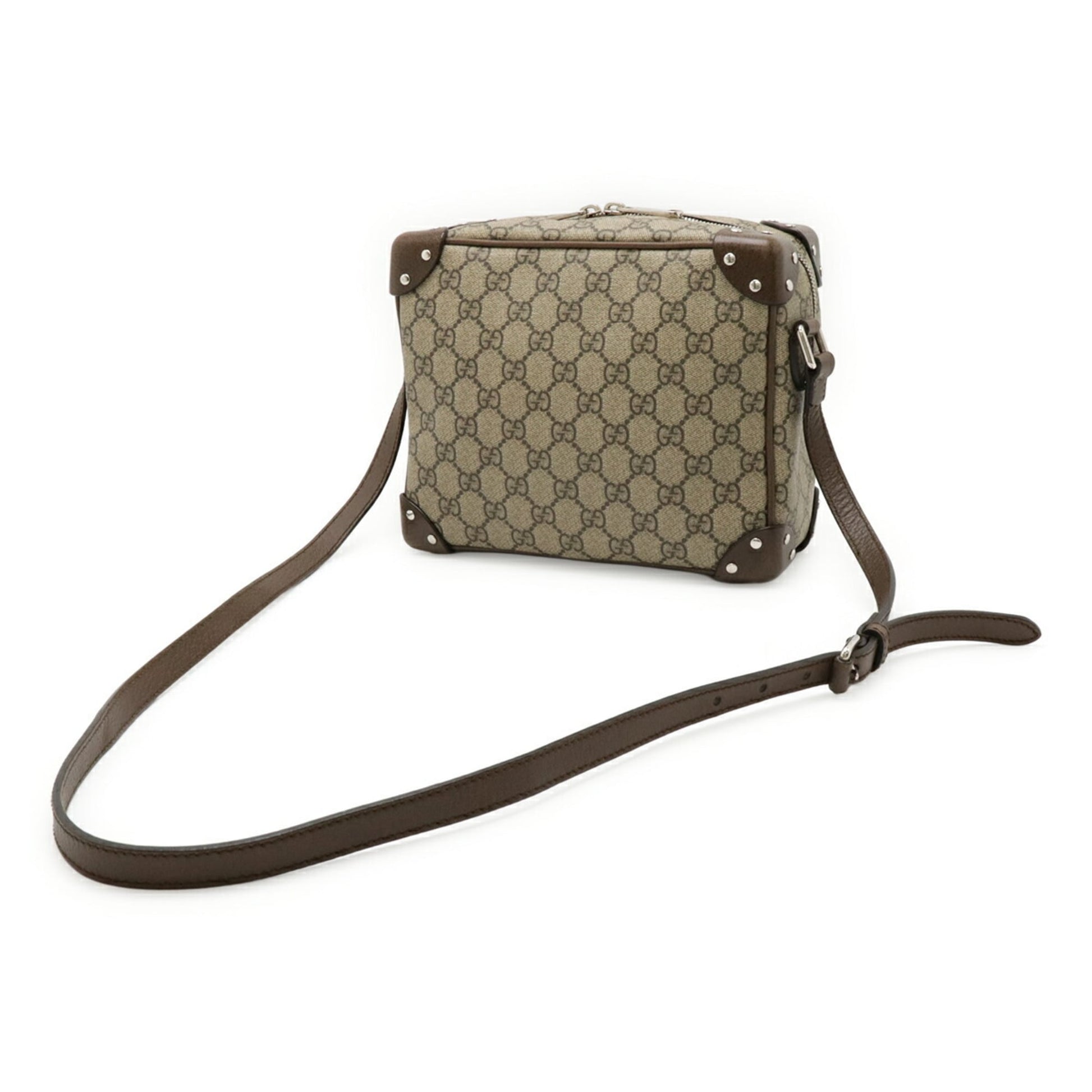 Gucci Beige Dark Brown Gg Supreme Leather Shoulder Bag