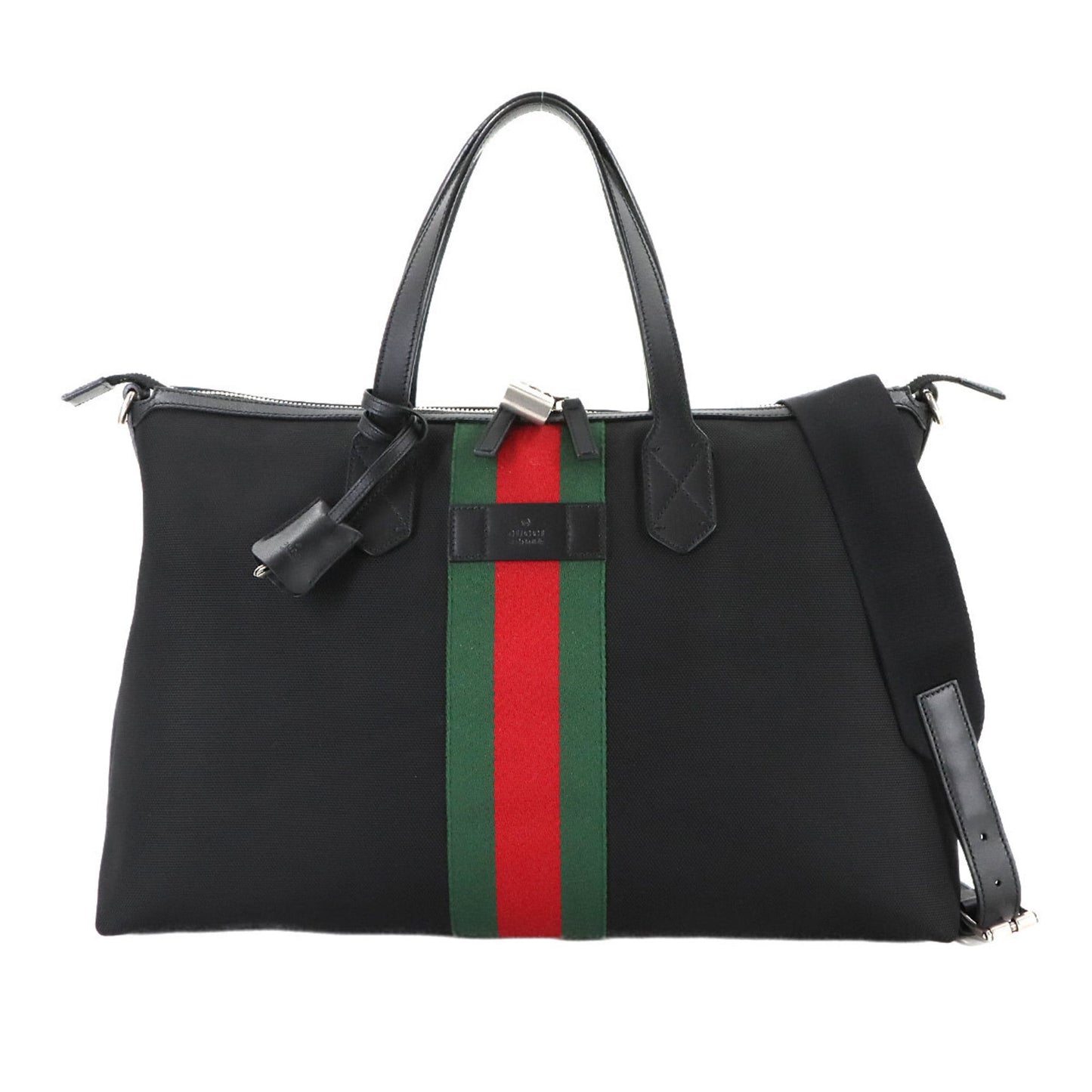 Gucci Black Nylon Canvas Leather Shoulder Bag Tote Bag