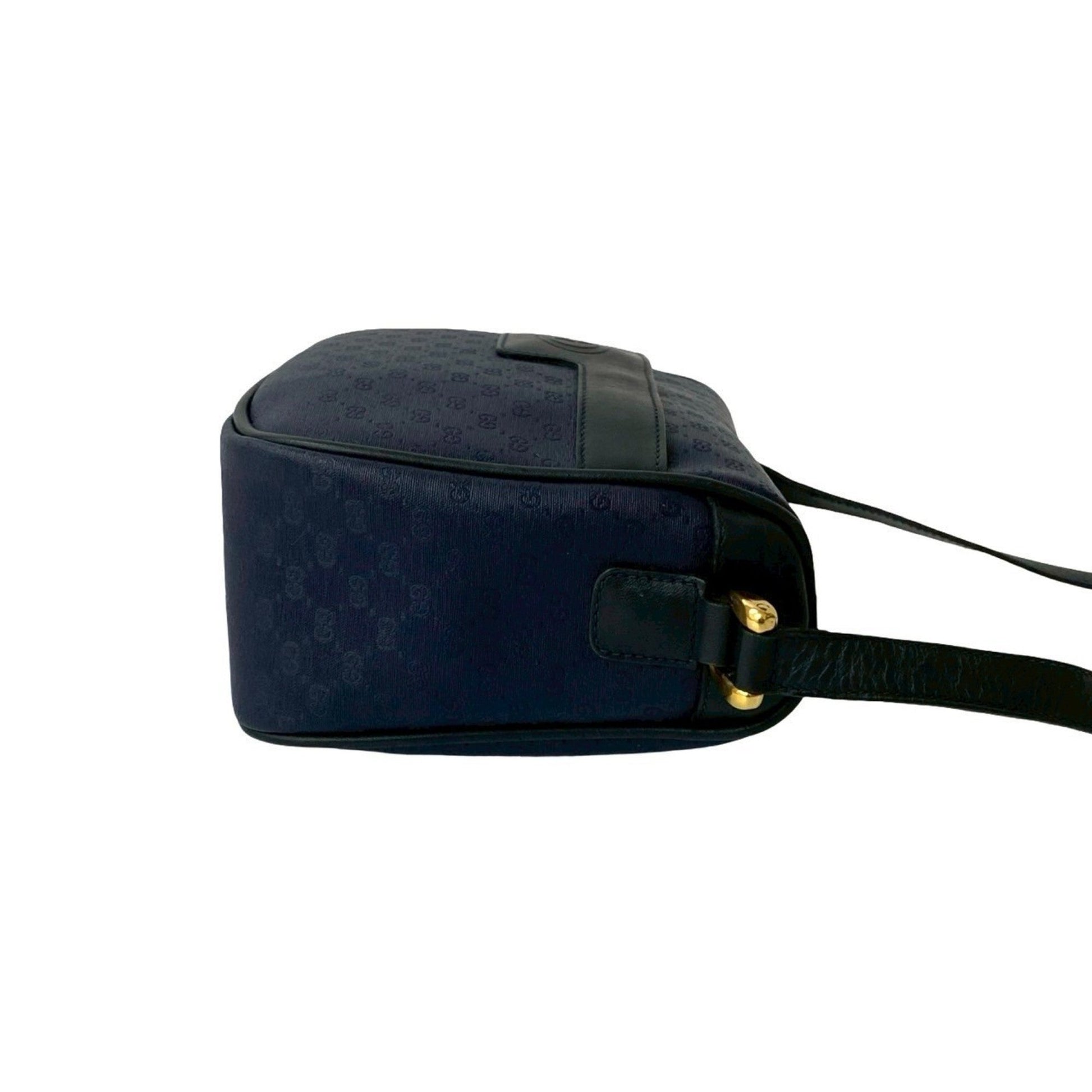 Gucci Black Navy Leather Pvc Pochette Shoulder Bag