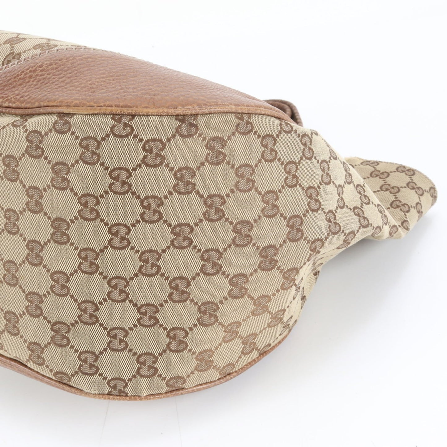 Gucci Brown Leather Canvas Tote Bag