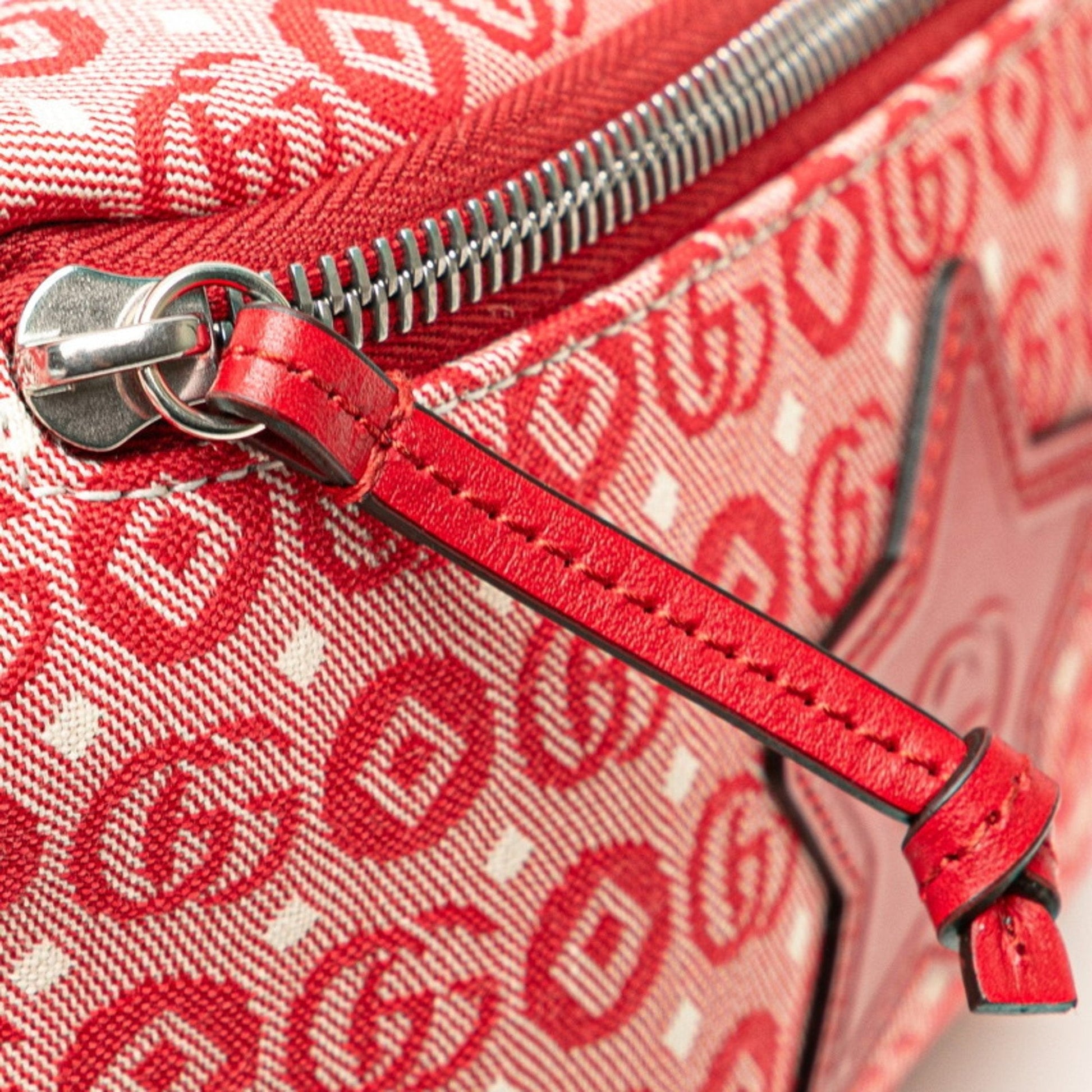 Gucci Red Color Canvas Leather Sling Bag