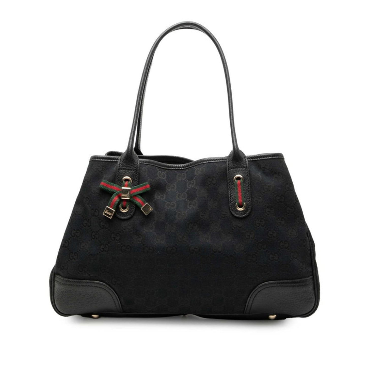 Gucci Black Canvas Leather Shoulder Bag Tote Bag