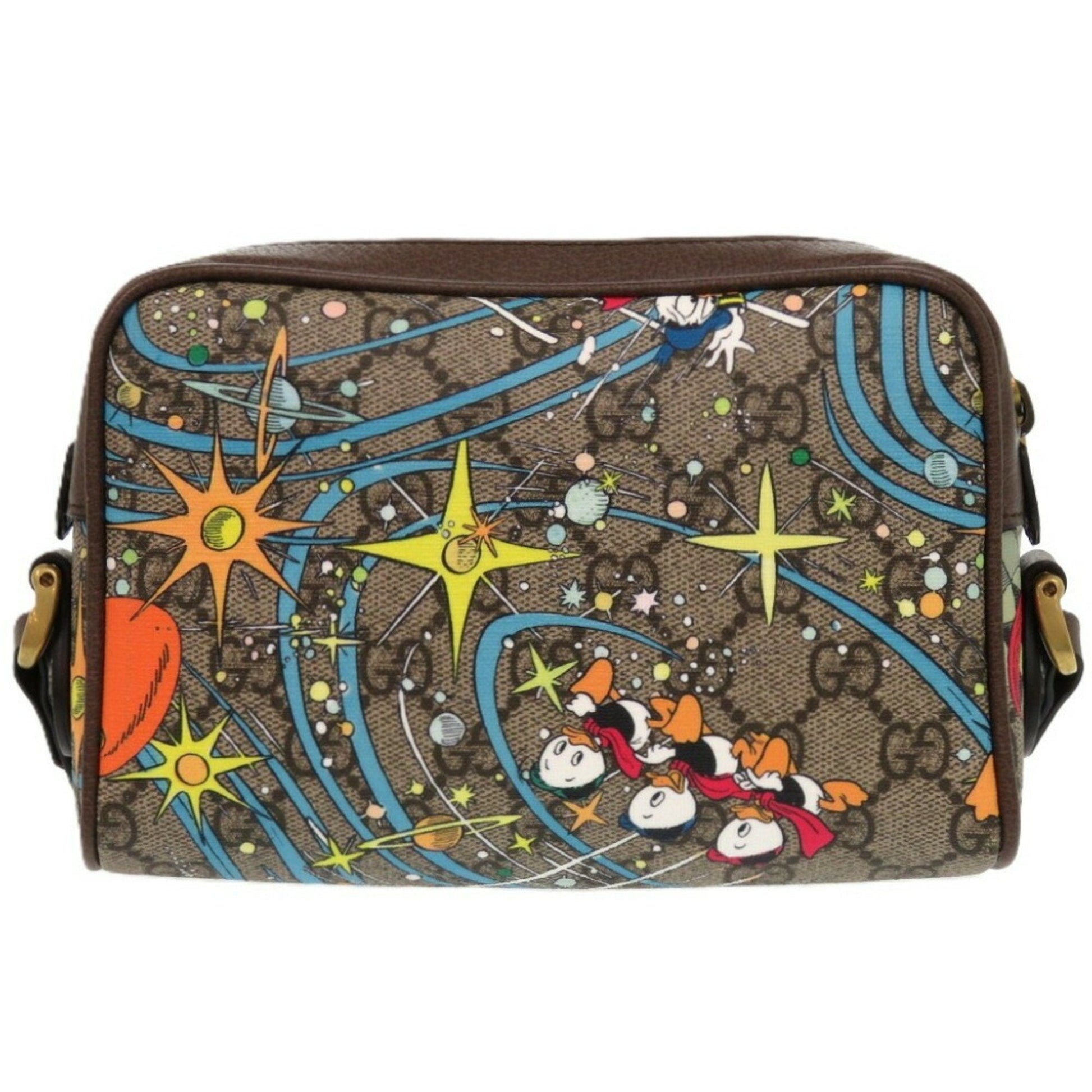 Gucci Brown Orange Gg Supreme Pvc Leather Shoulder Bag