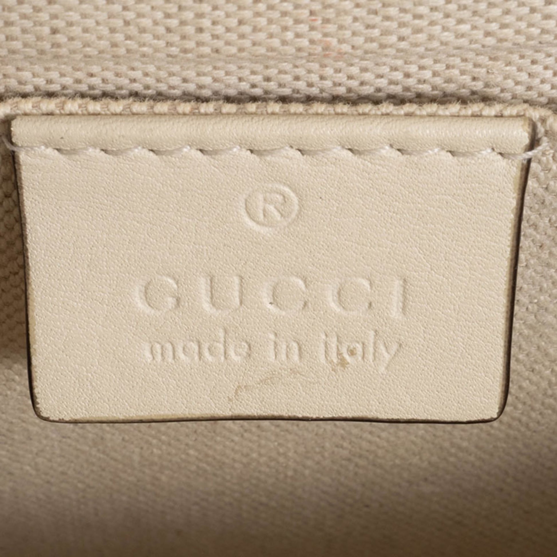 Gucci Ivory Navy Red Color Bamboo Leather Shoulder Bag
