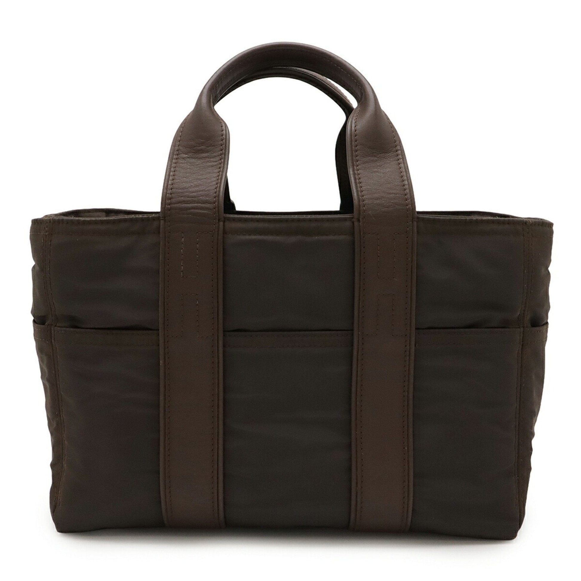 Hermes Handbag Tote Bag Leather Nylon Brown