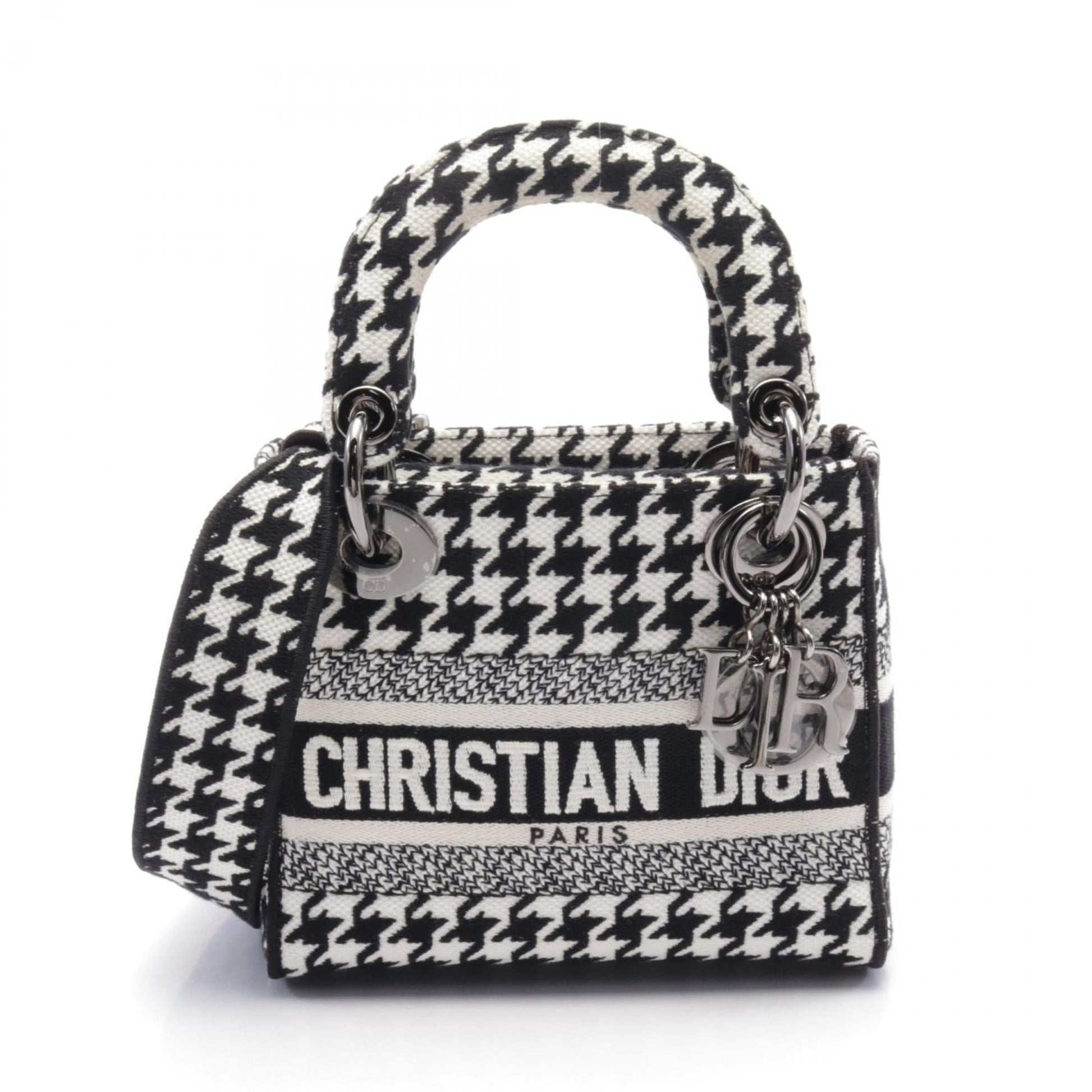 Dior Handbag Christian Canvas Black White