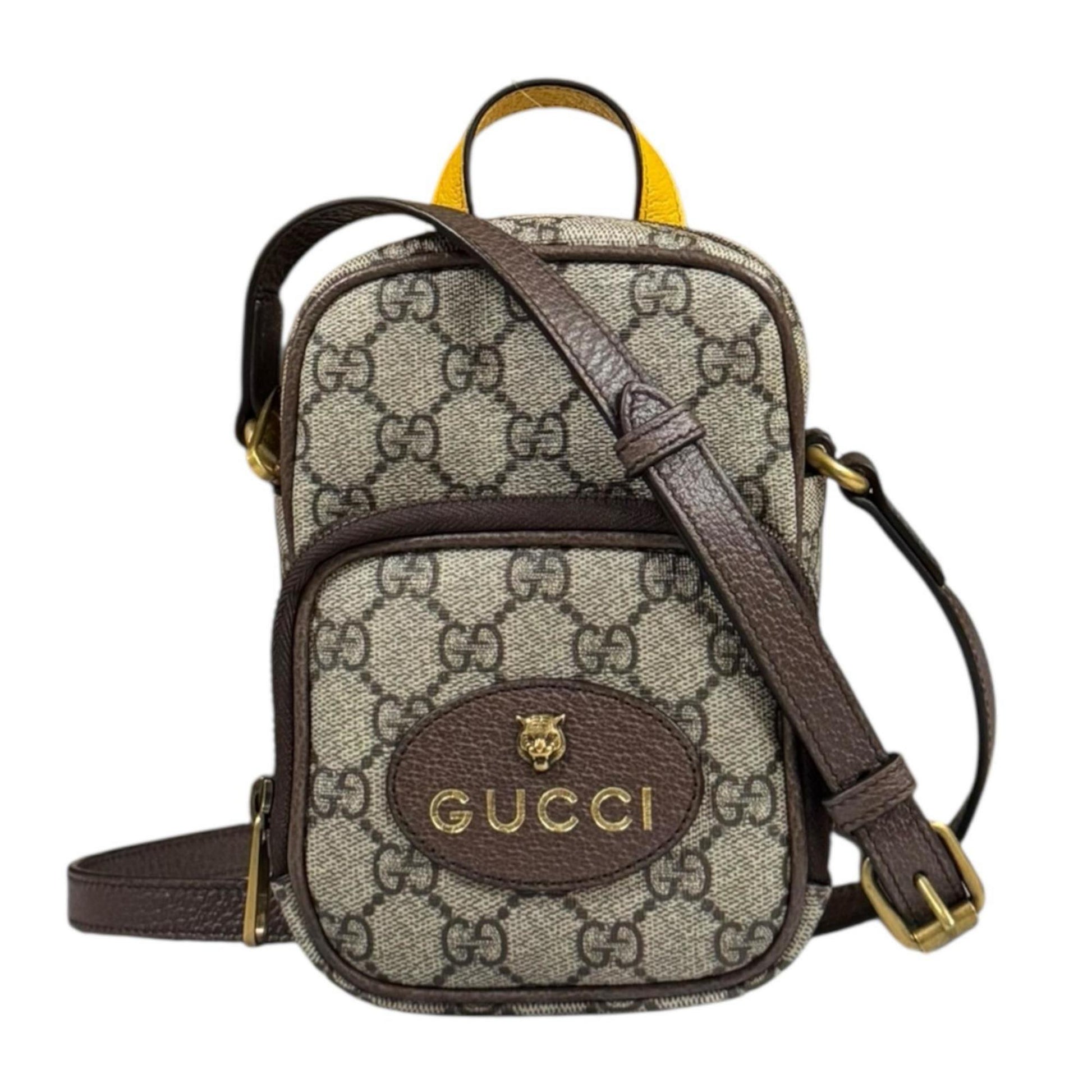 Gucci Beige Brown Yellow Gg Supreme Shoulder Bag