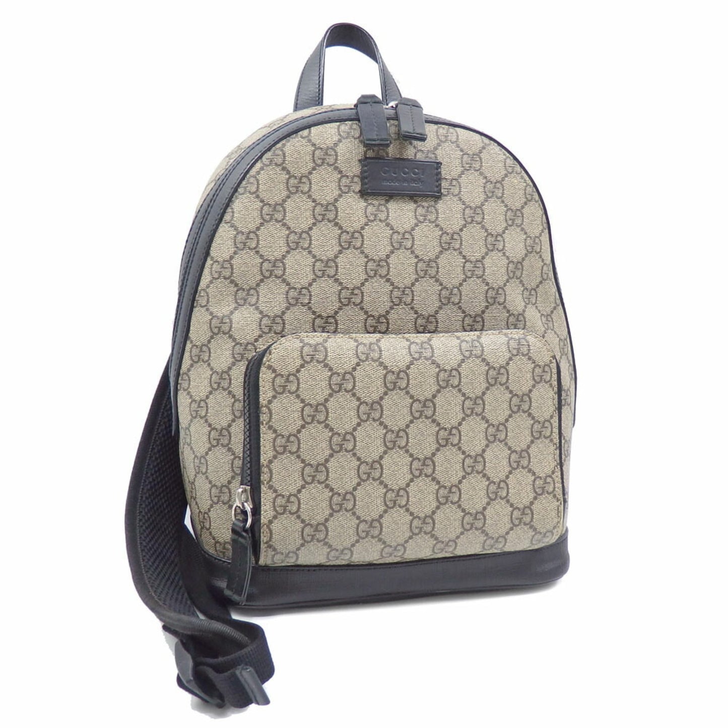 Gucci Beige Black Gg Supreme Leather Backpack