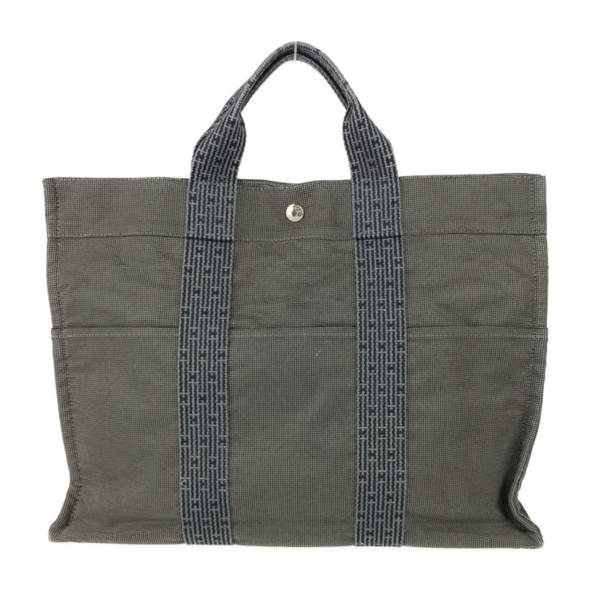 Hermes Handbag Tote Bag Canvas Gray Tote Bag 6