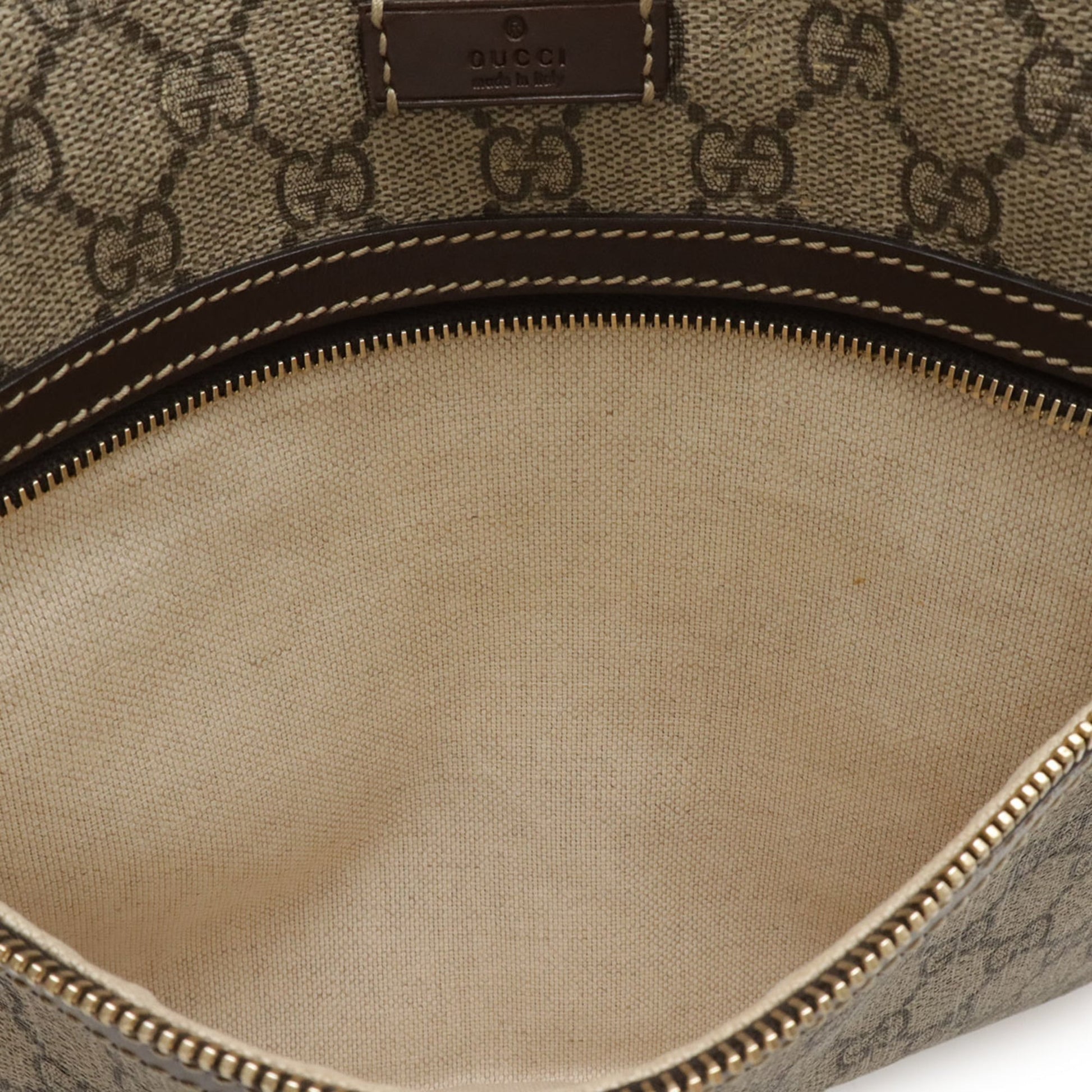 Gucci Beige Dark Brown Khaki Gg Supreme Leather Shoulder Bag