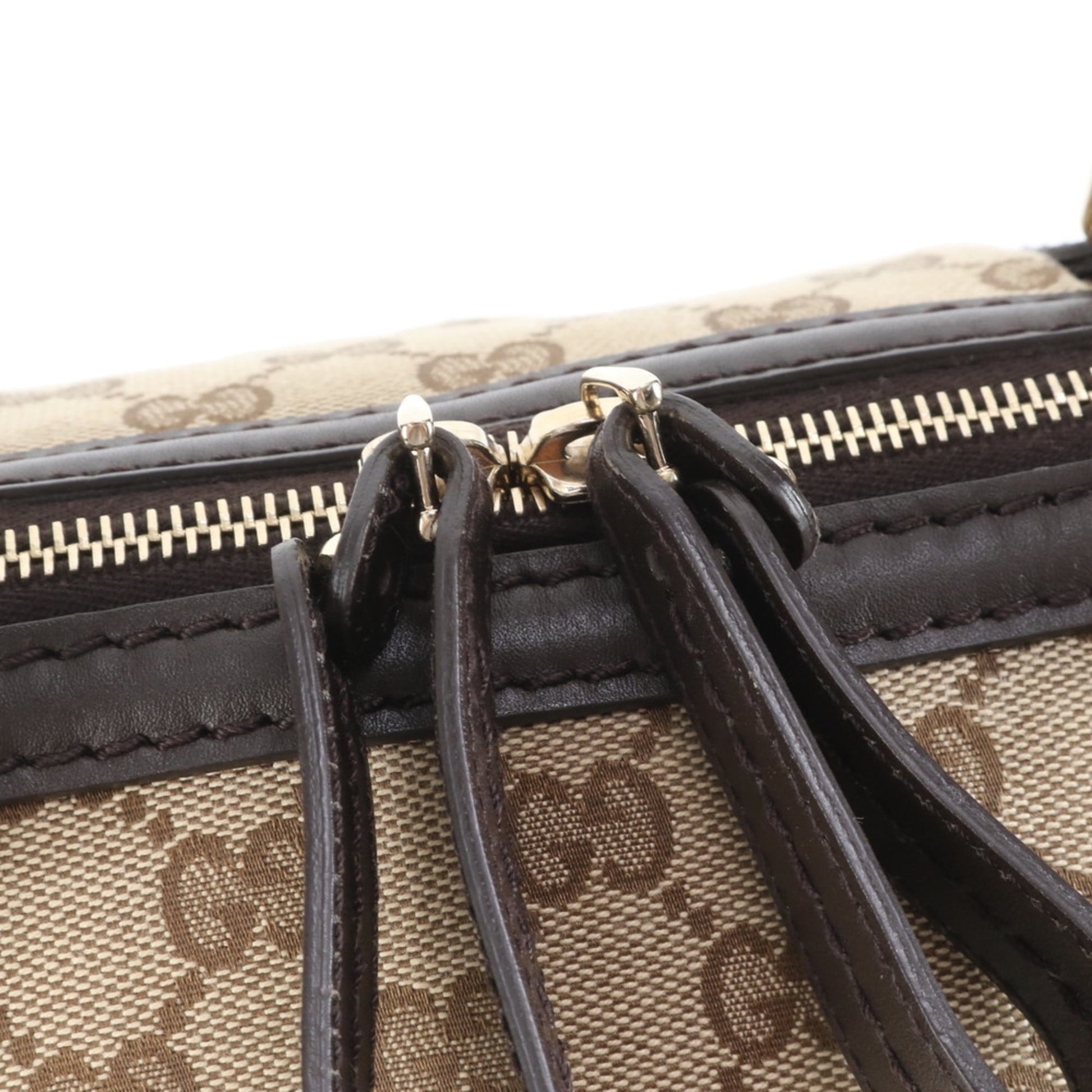 Gucci Brown Leather Canvas Shoulder Bag