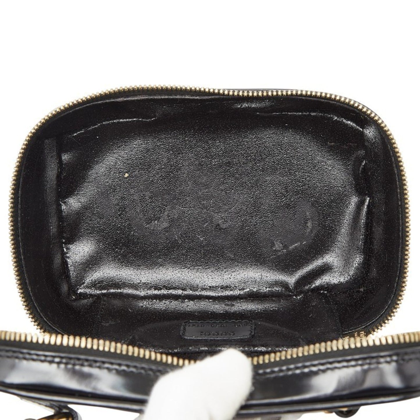 Gucci Black Leather Handbag Vanity Bag