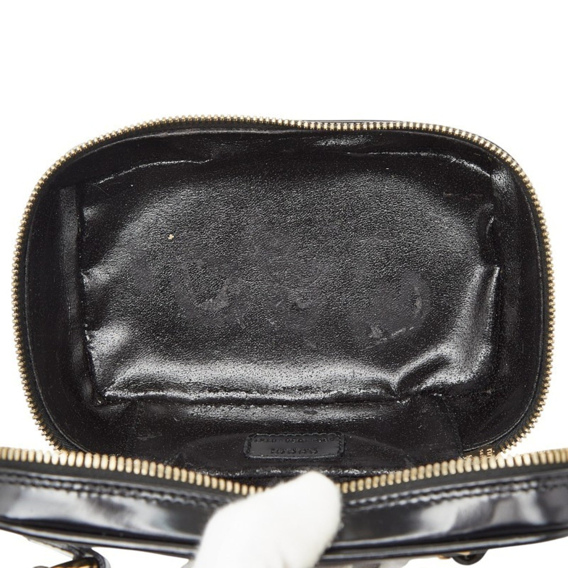 Gucci Black Leather Handbag Vanity Bag