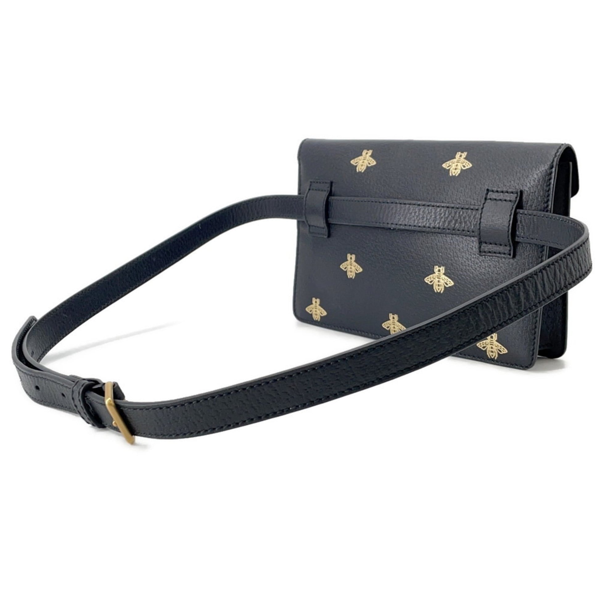 Gucci Black Leather Fanny Pack Sling Bag
