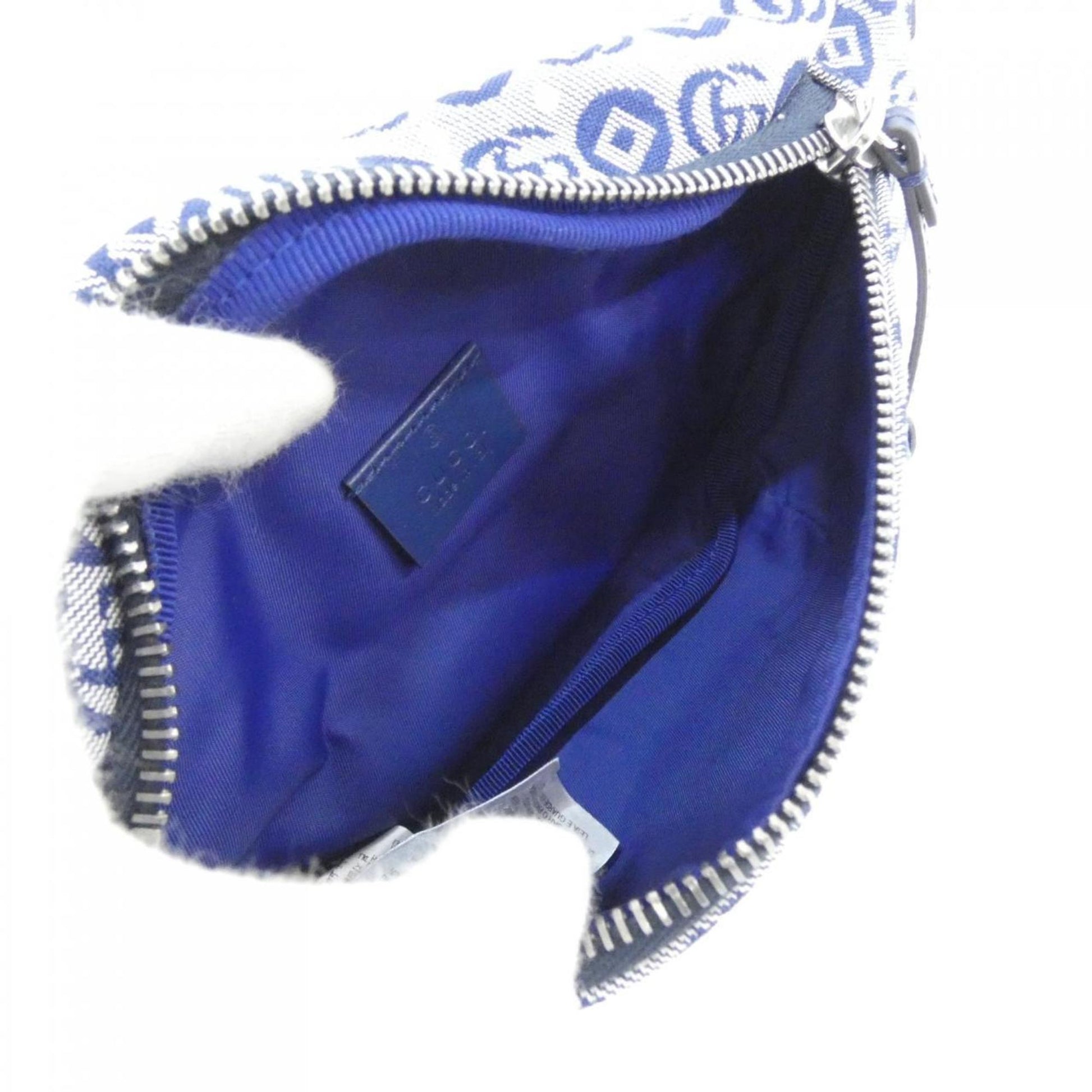 Gucci Blue White Jacquard Cotton Fanny Pack
