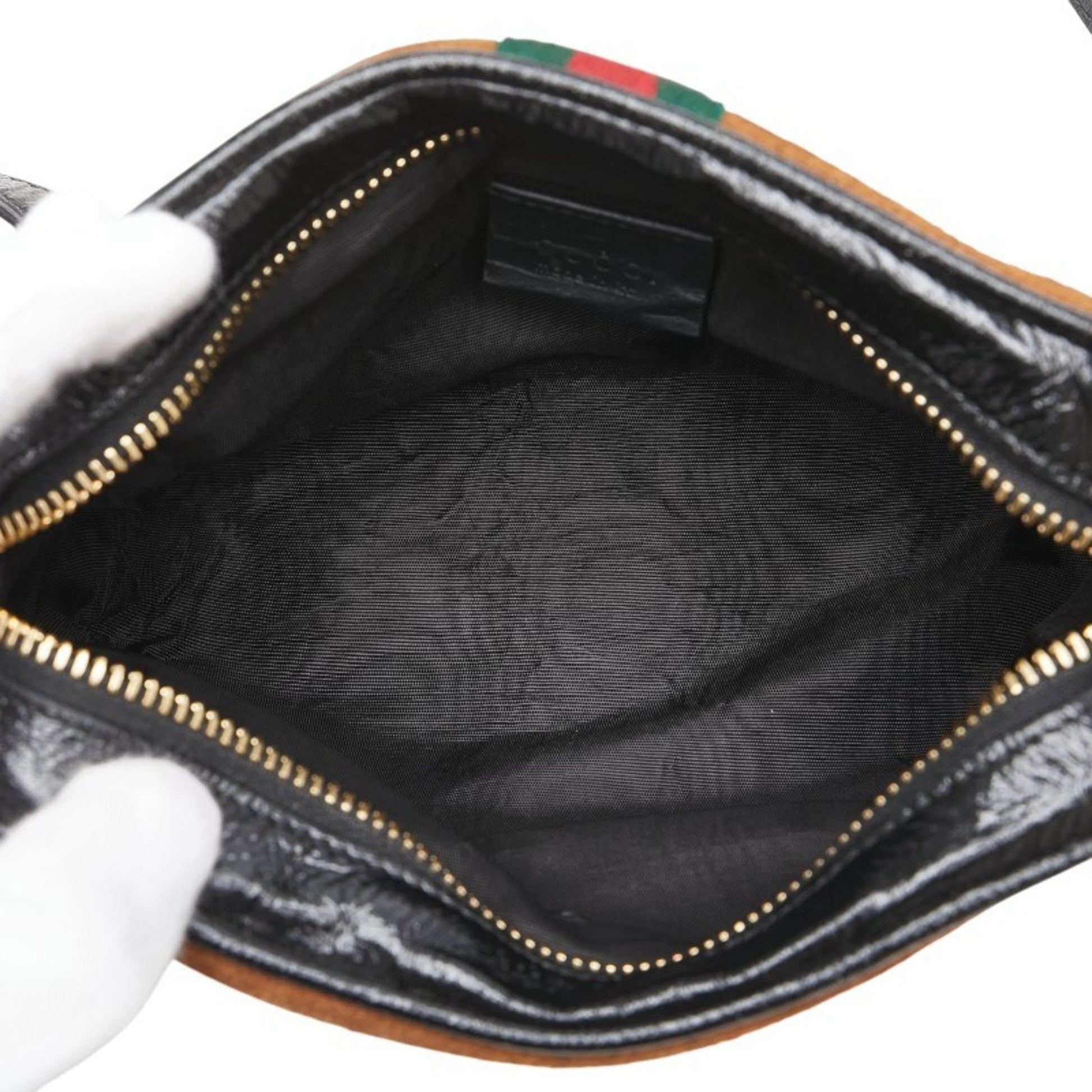 Gucci Black Brown Suede Leather Shoulder Bag