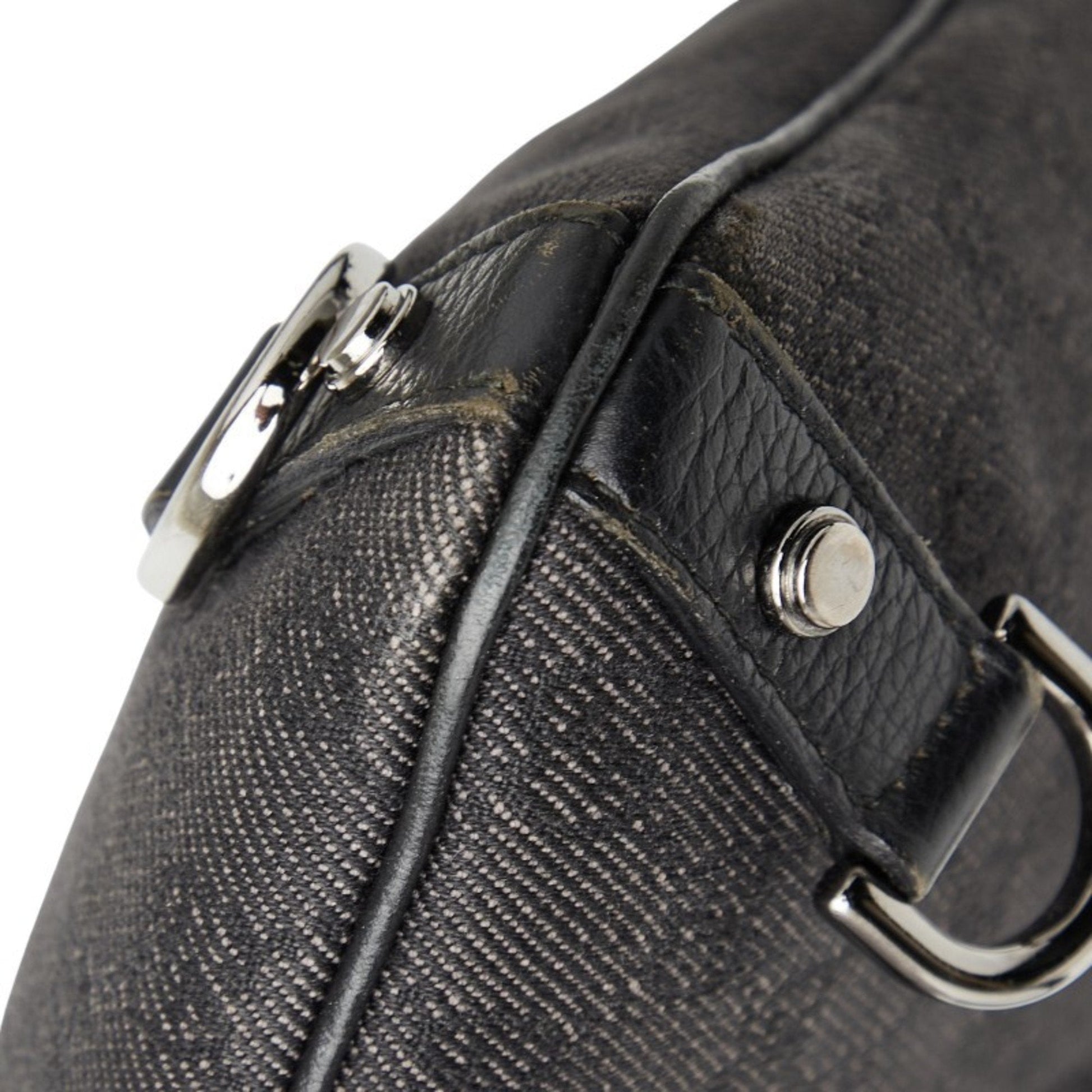 Gucci Black Canvas Leather Shoulder Bag