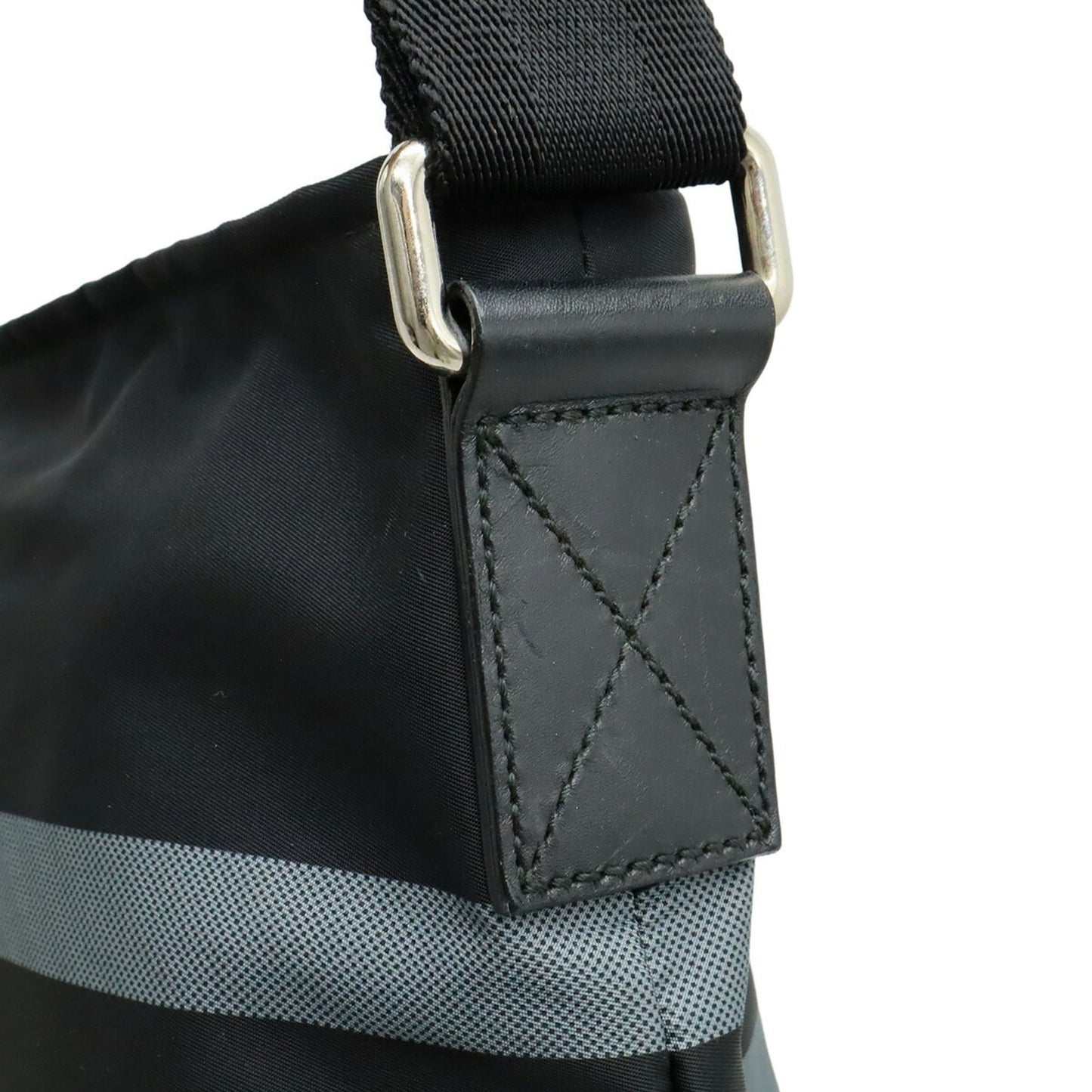 Gucci Black Gray Nylon Leather Shoulder Bag