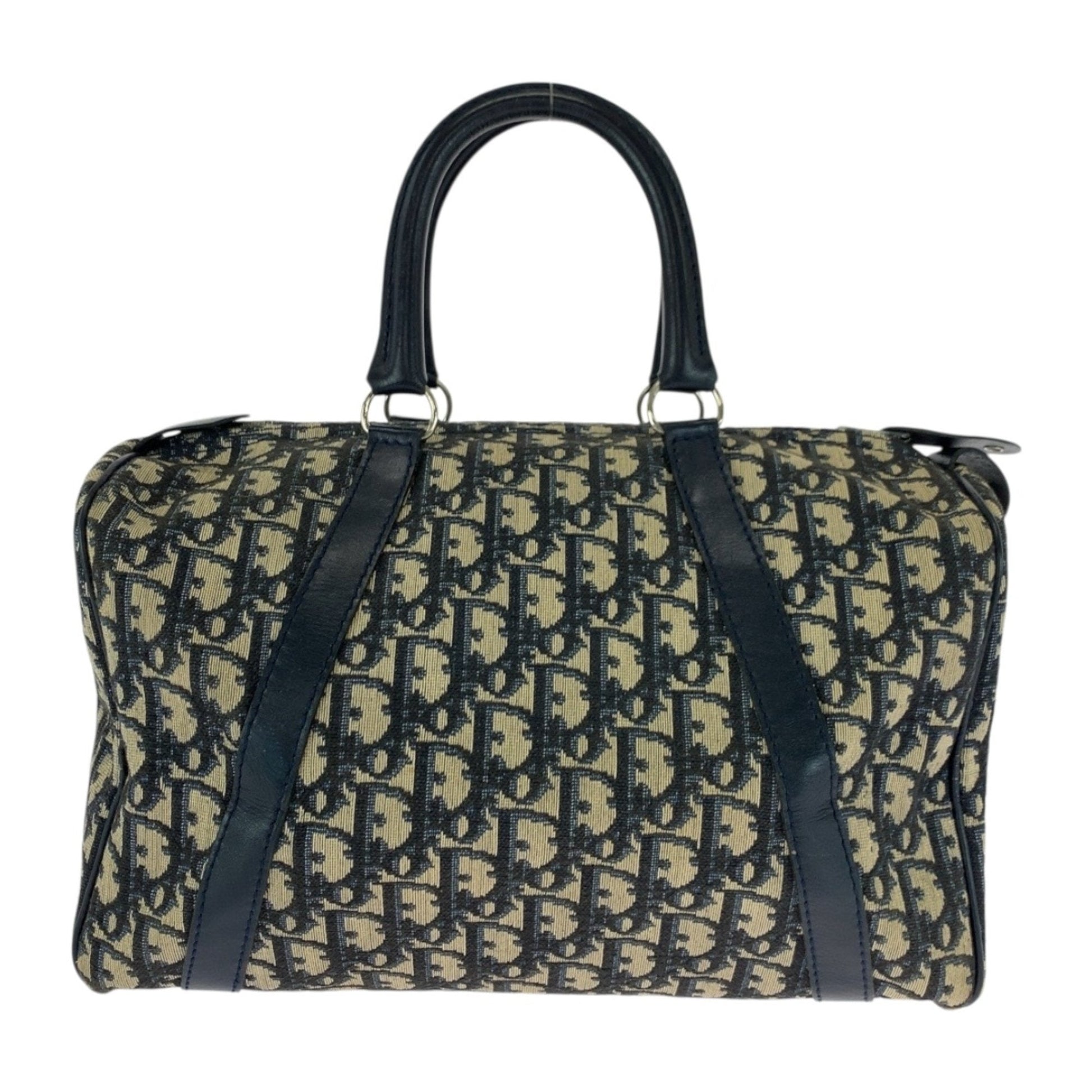 Dior Handbag Christian Ivory Boston Bag Canvas Navy Multicolor