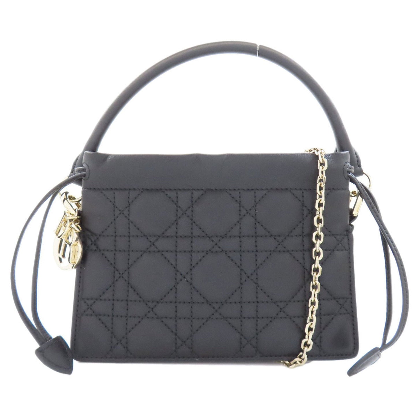 Dior Handbag Christian Lady 5 Leather Black