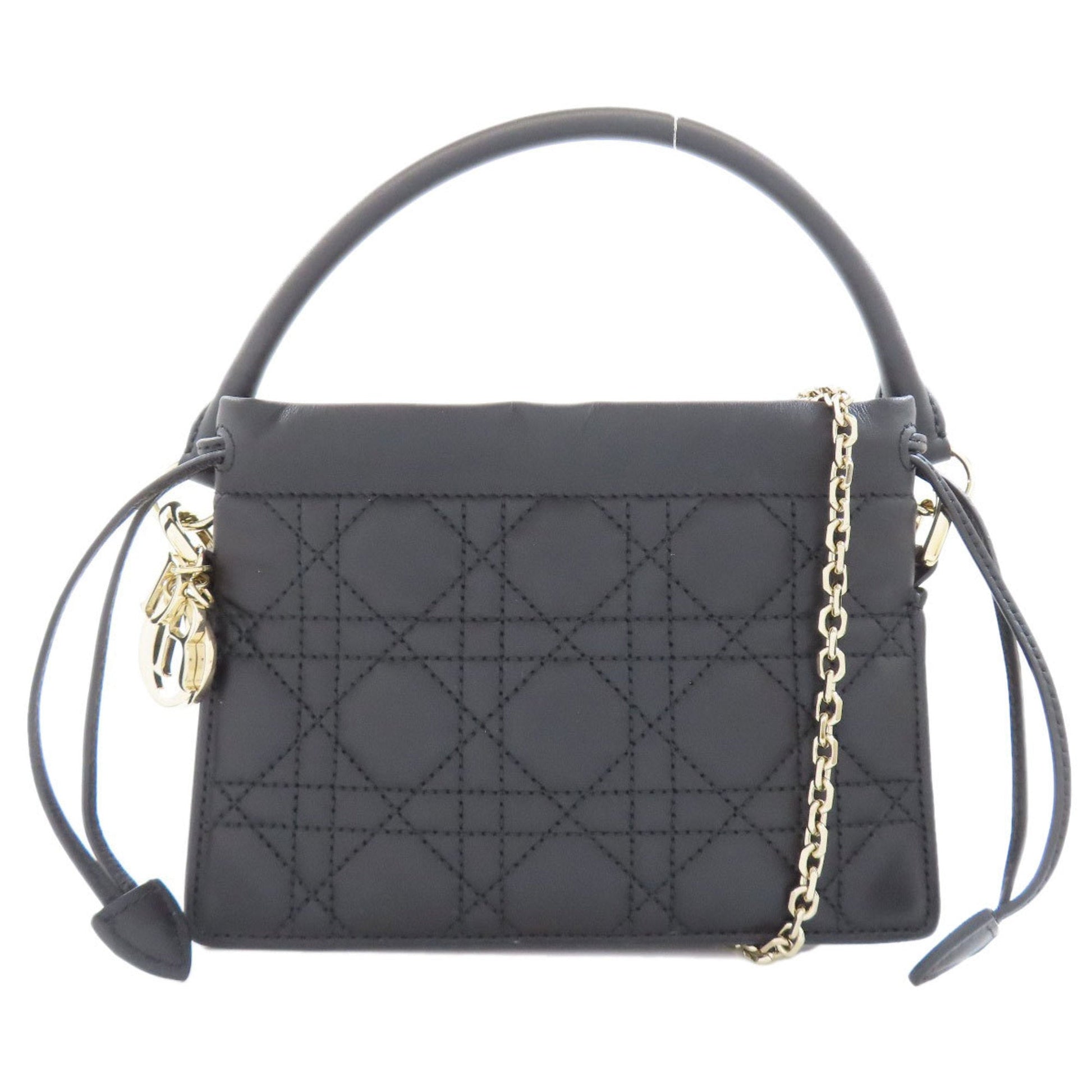 Dior Handbag Christian Lady 5 Leather Black