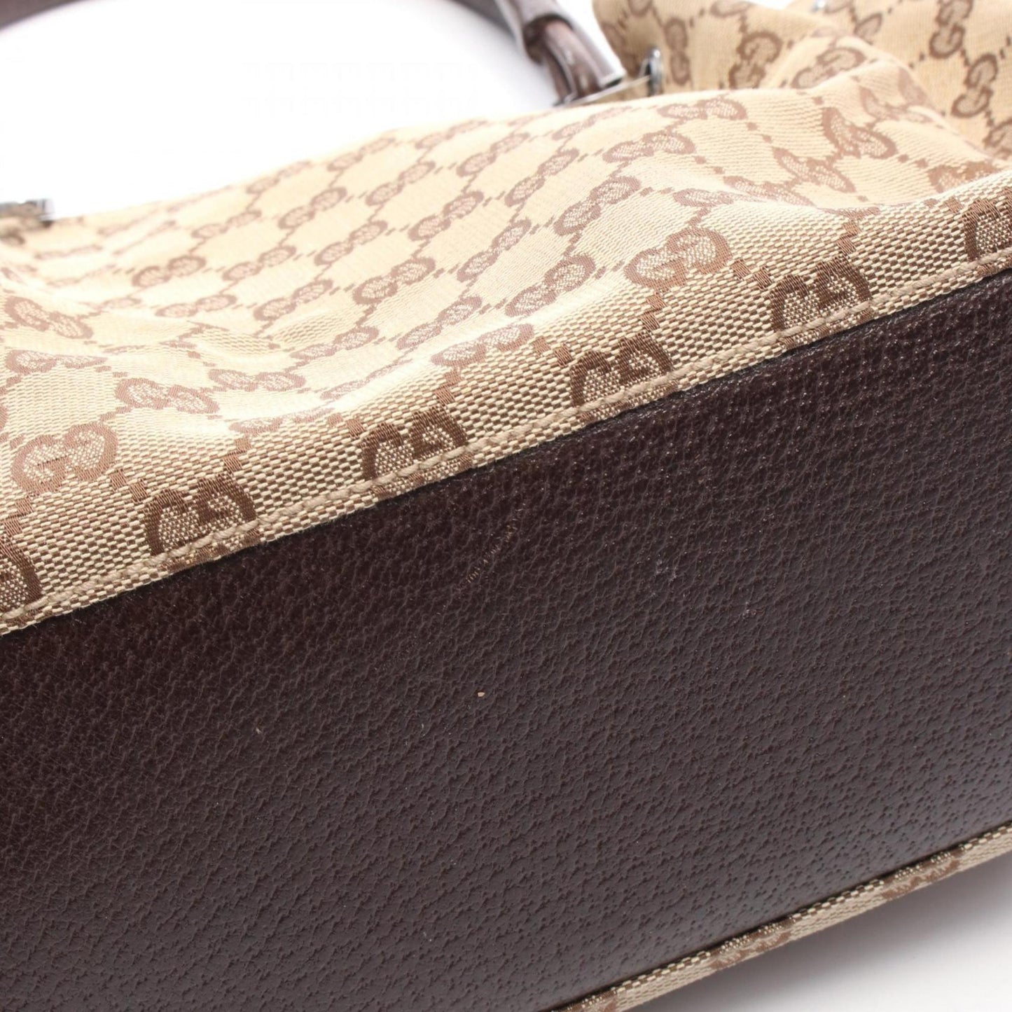 Gucci Beige Brown Gg Canvas Leather Handbag