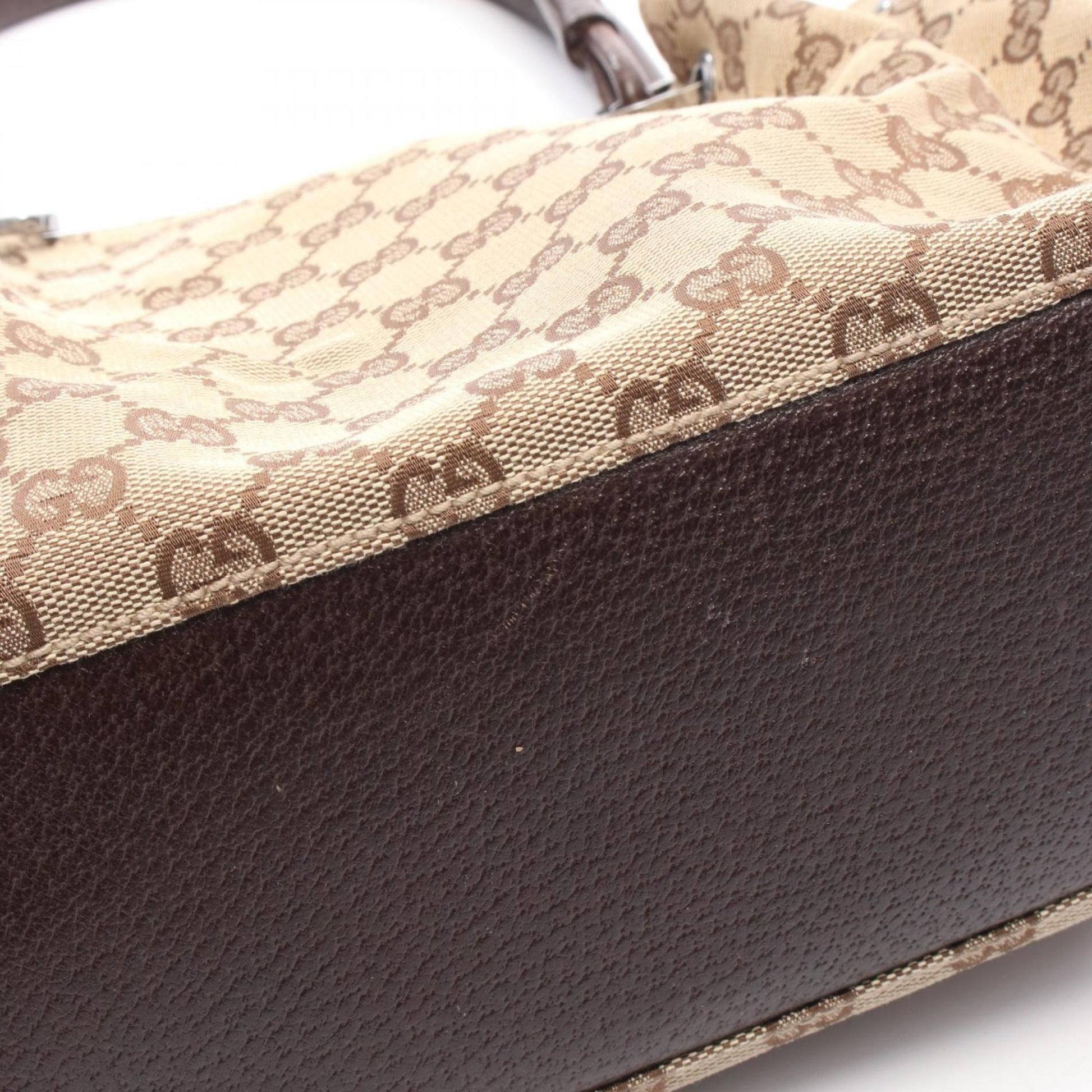 Gucci Beige Brown Gg Canvas Leather Handbag