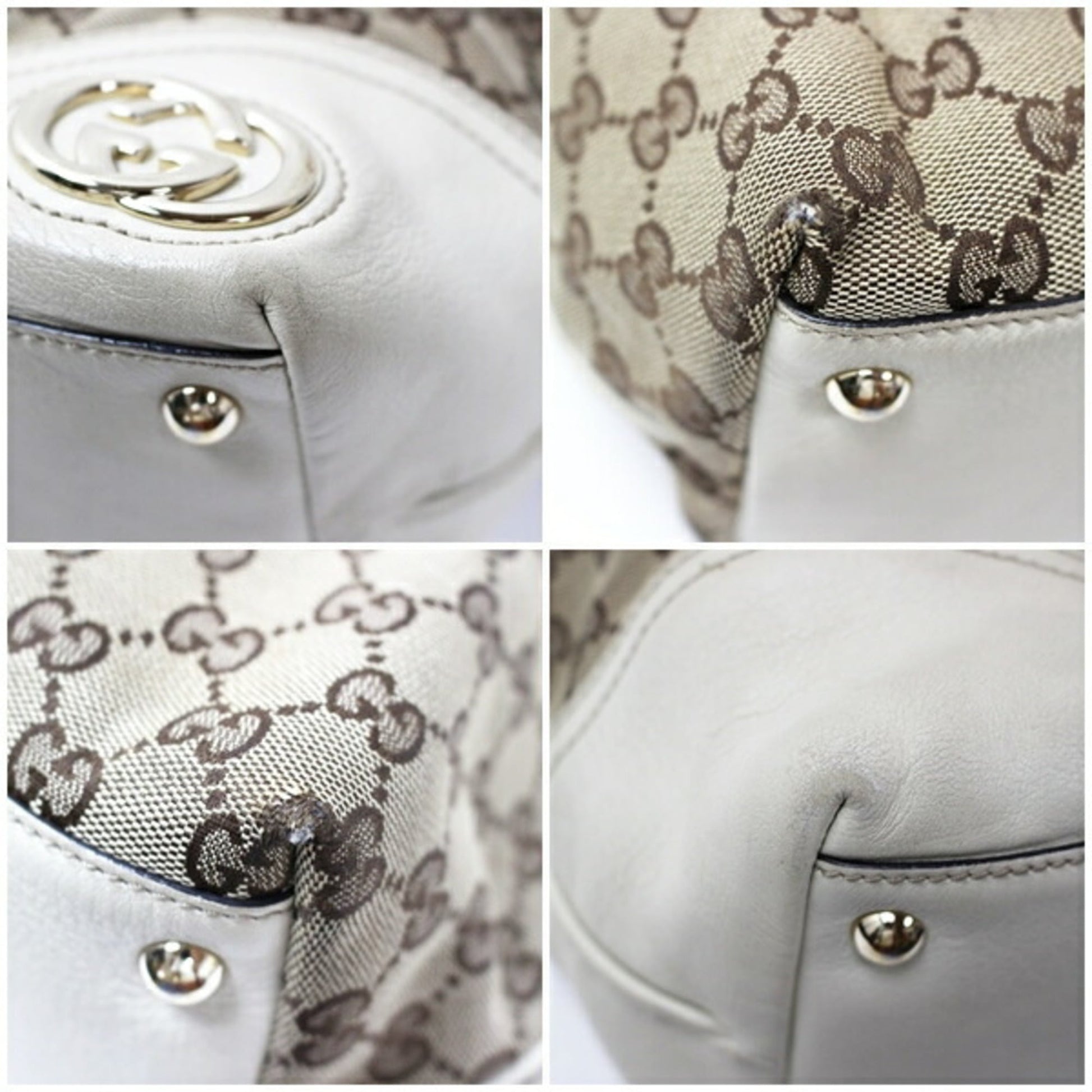 Gucci Brown Ivory Multi-Color Canvas Leather Shoulder Bag