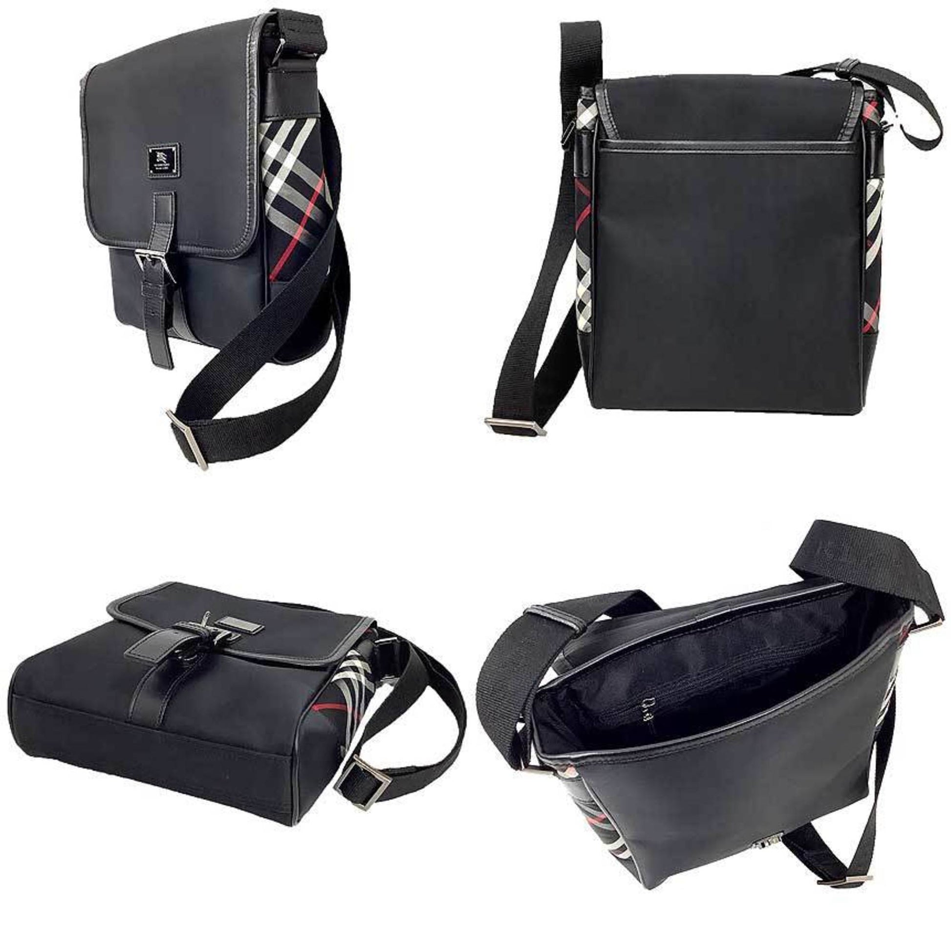 Burberry Shoulder Bag Leather Nylon Black Shoulder Bag 8
