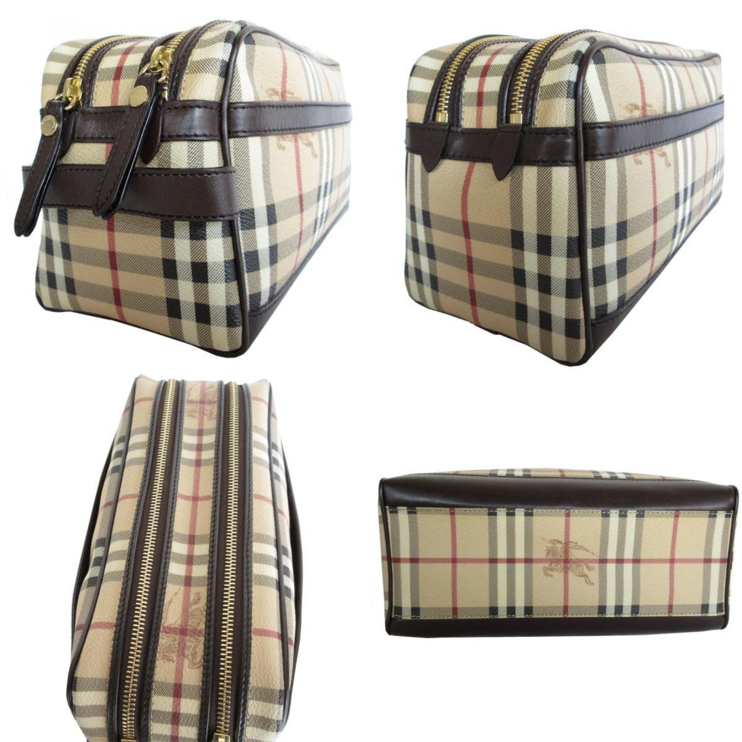 Burberry Multi Color Pvc Clutch Bag Leather Beige