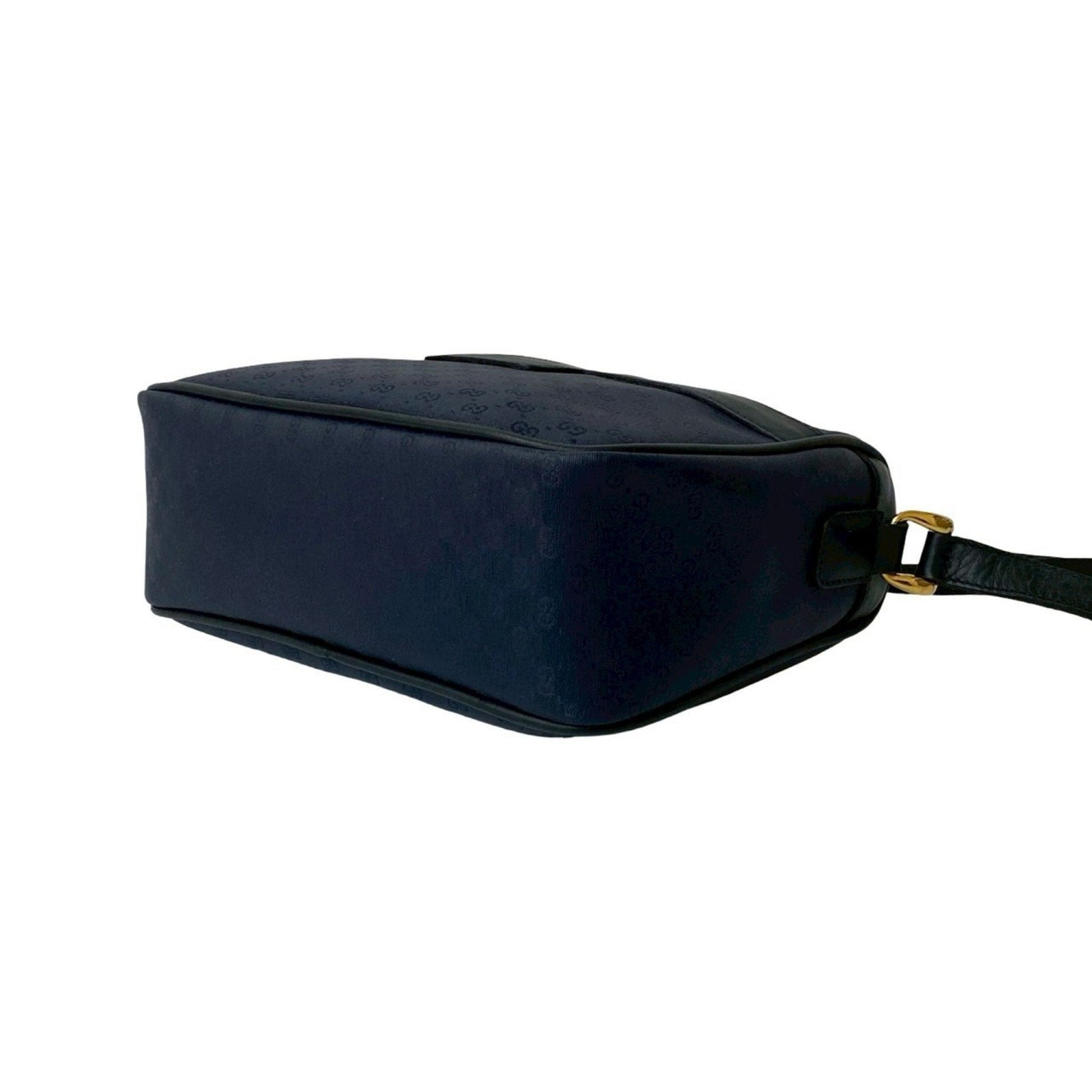 Gucci Black Navy Leather Pvc Pochette Shoulder Bag