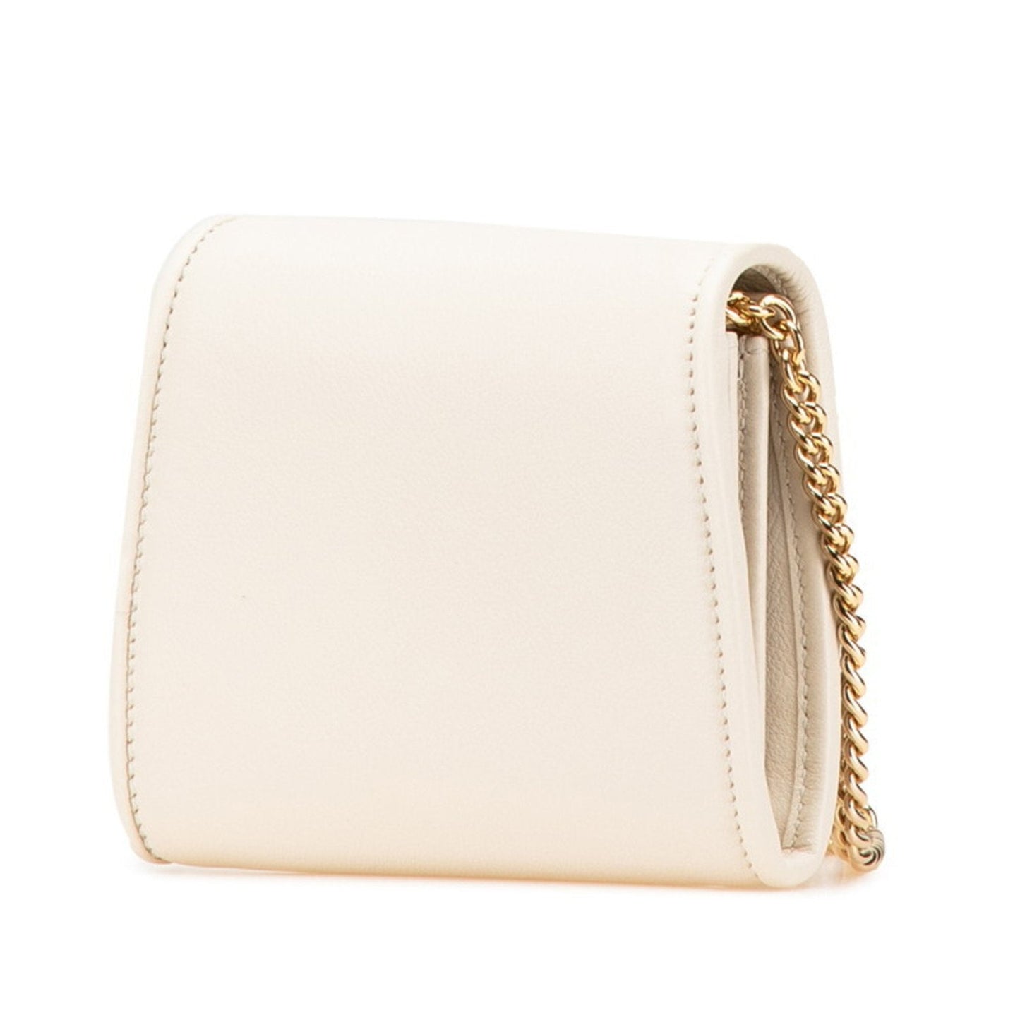 Gucci Gold Ivory Leather Shoulder Bag