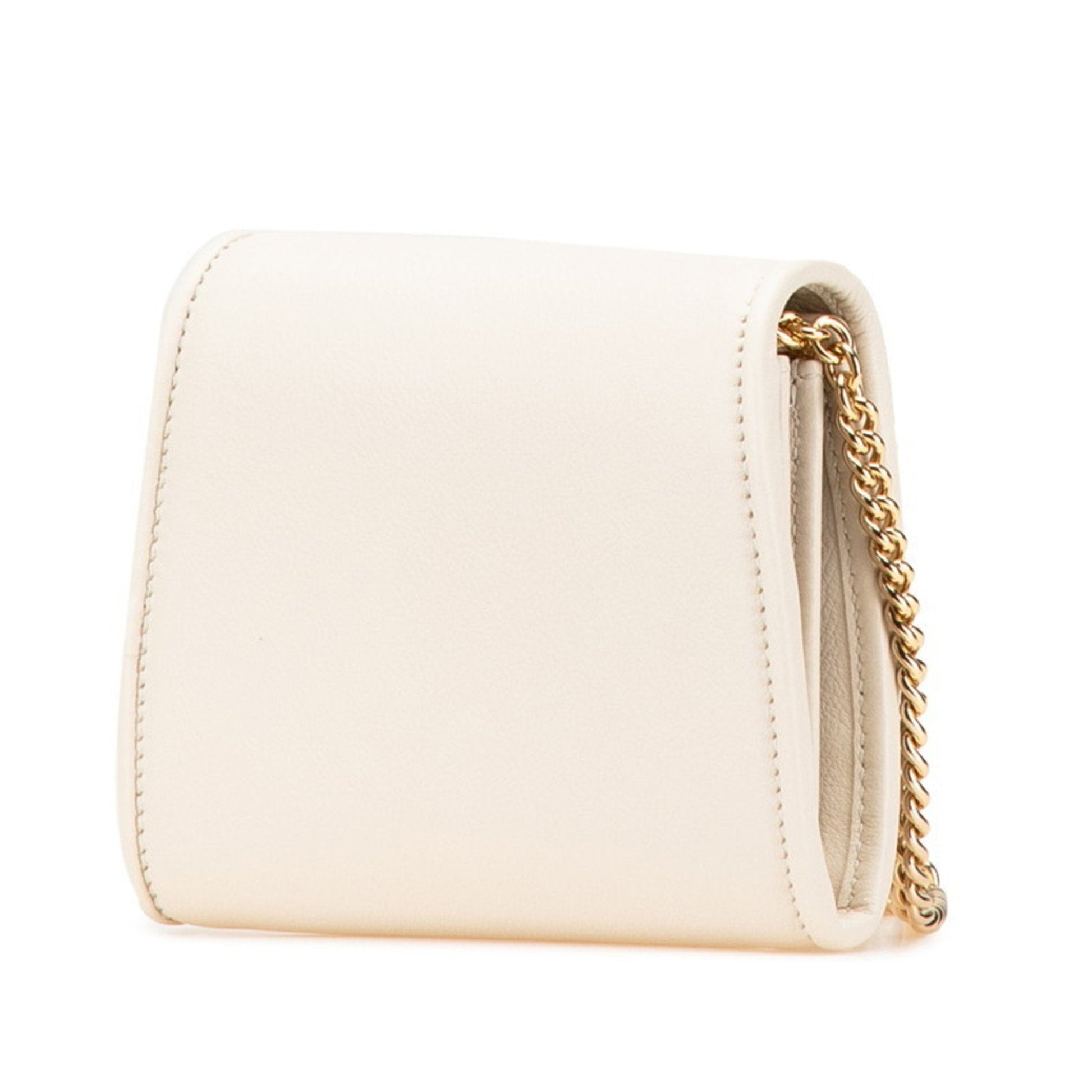 Gucci Gold Ivory Leather Shoulder Bag