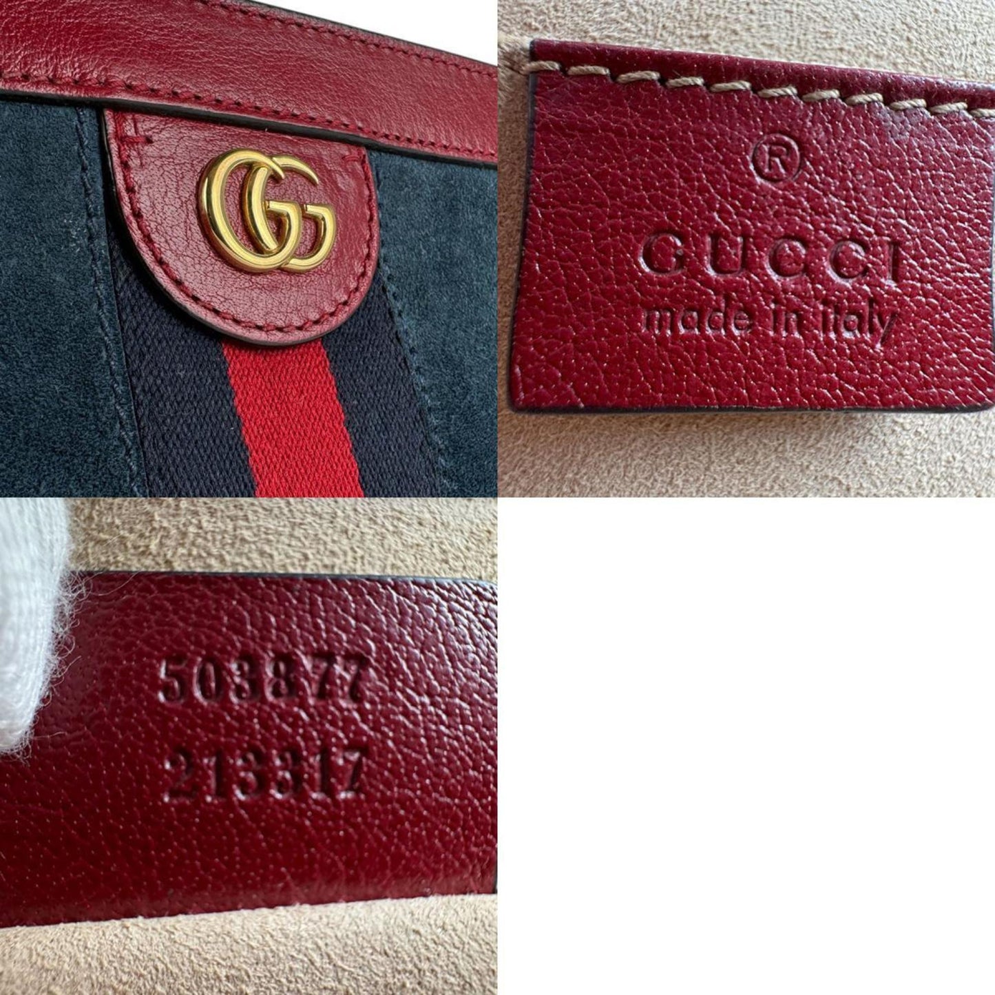 Gucci Dark Red Navy Suede Leather Shoulder Bag