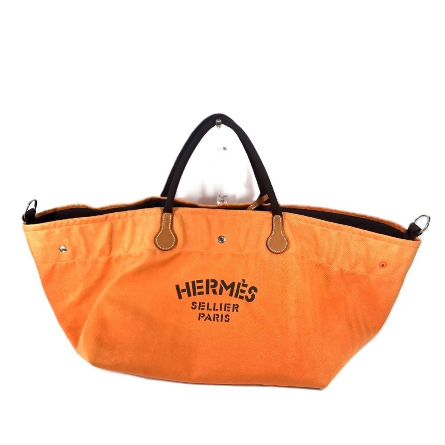 Hermes Boston Bag Shoulder Bag Canvas Orange