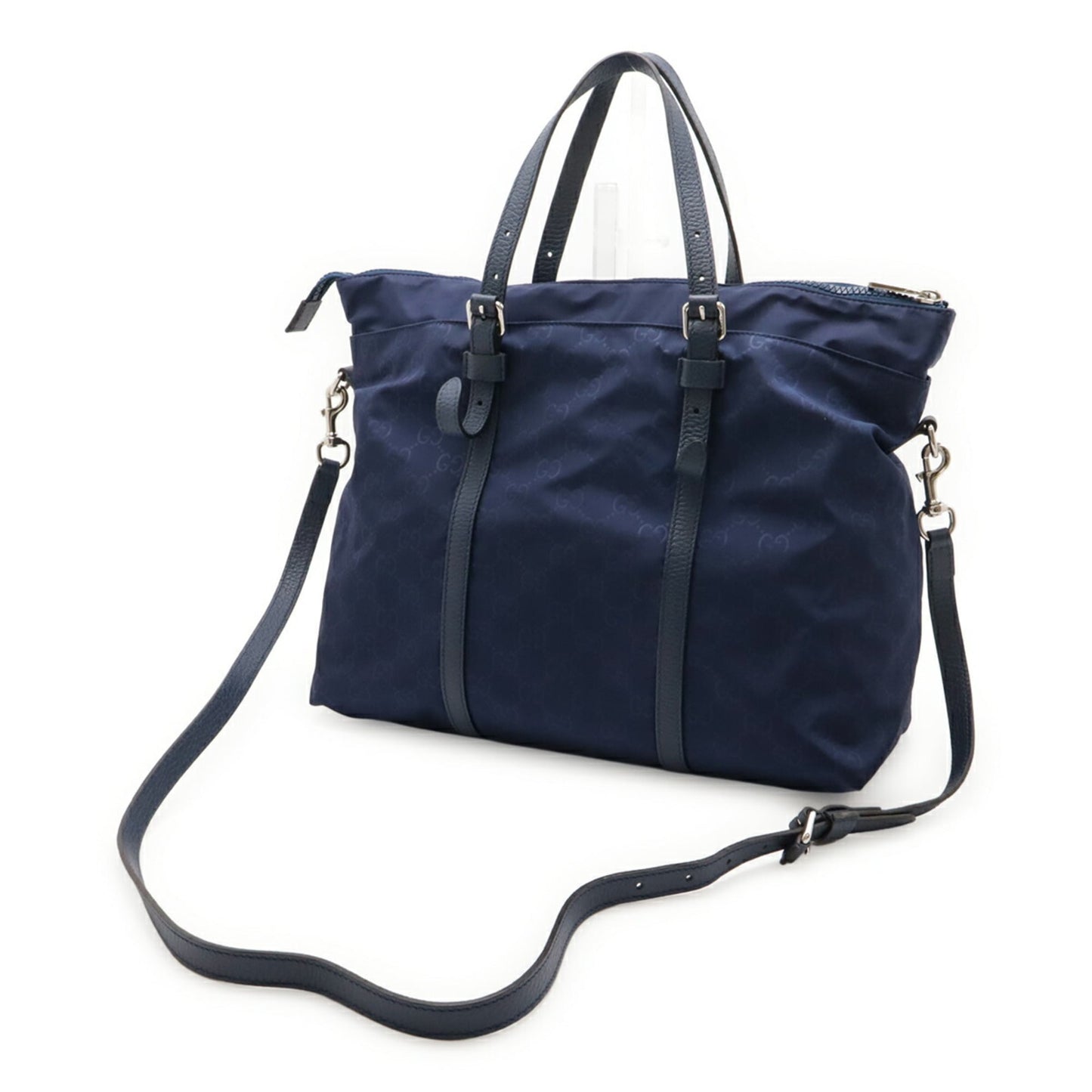 Gucci Blue Nylon Leather Shoulder Bag Tote Bag