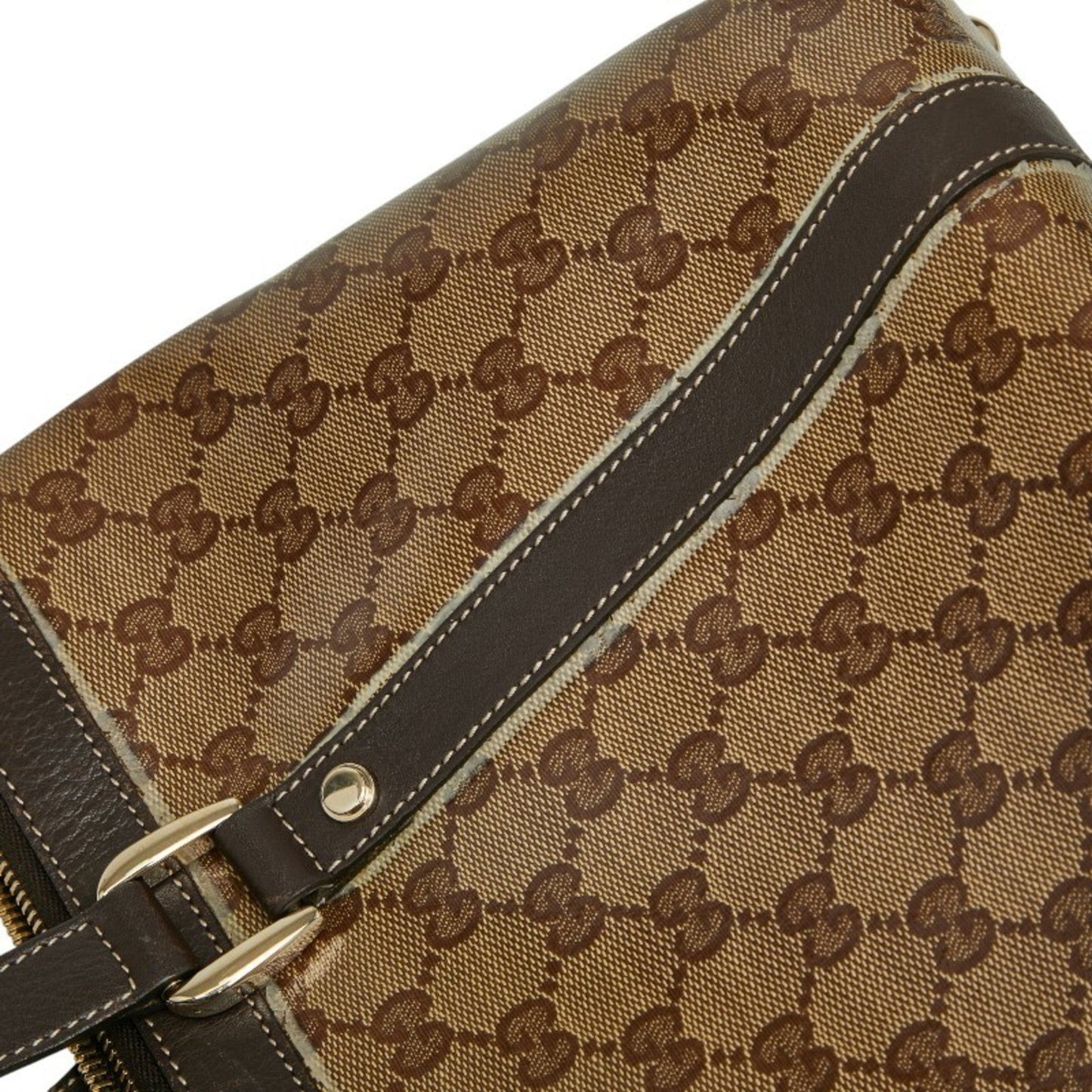 Gucci Gg Crystal Beige Brown Pvc Leather Tote Bag