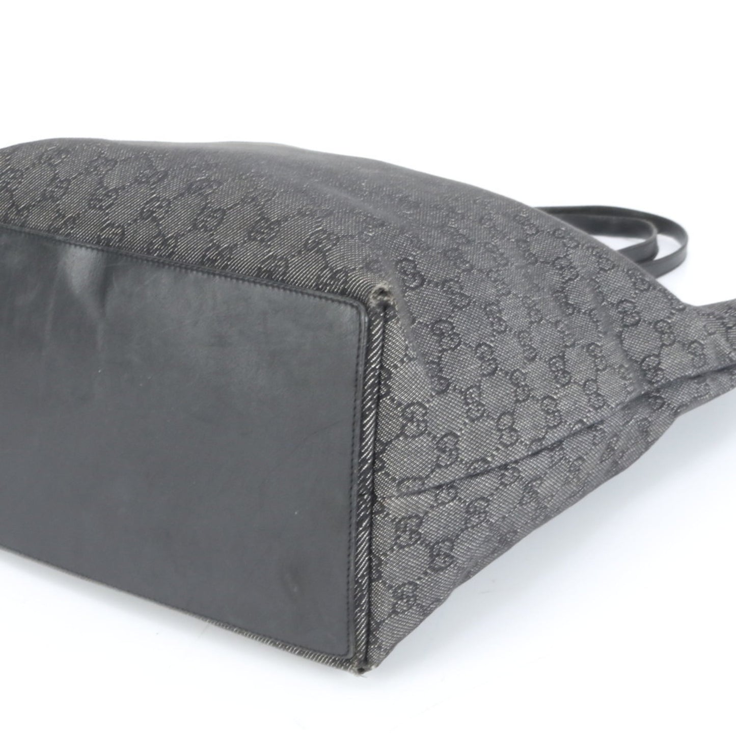 Gucci Black Leather Canvas Tote Bag