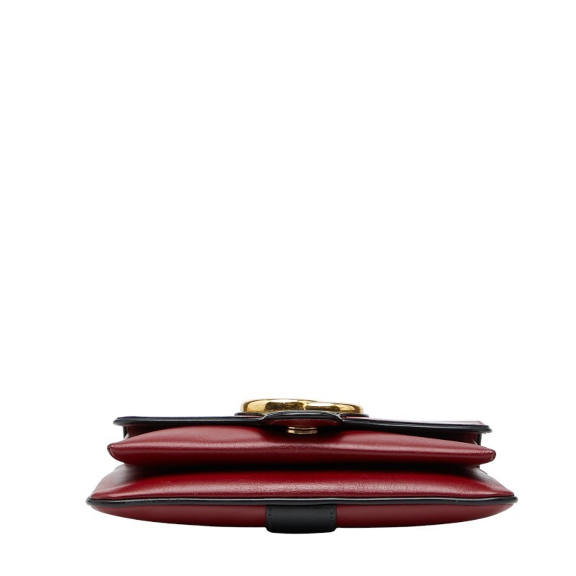 Gucci Black Red Color Leather Shoulder Bag