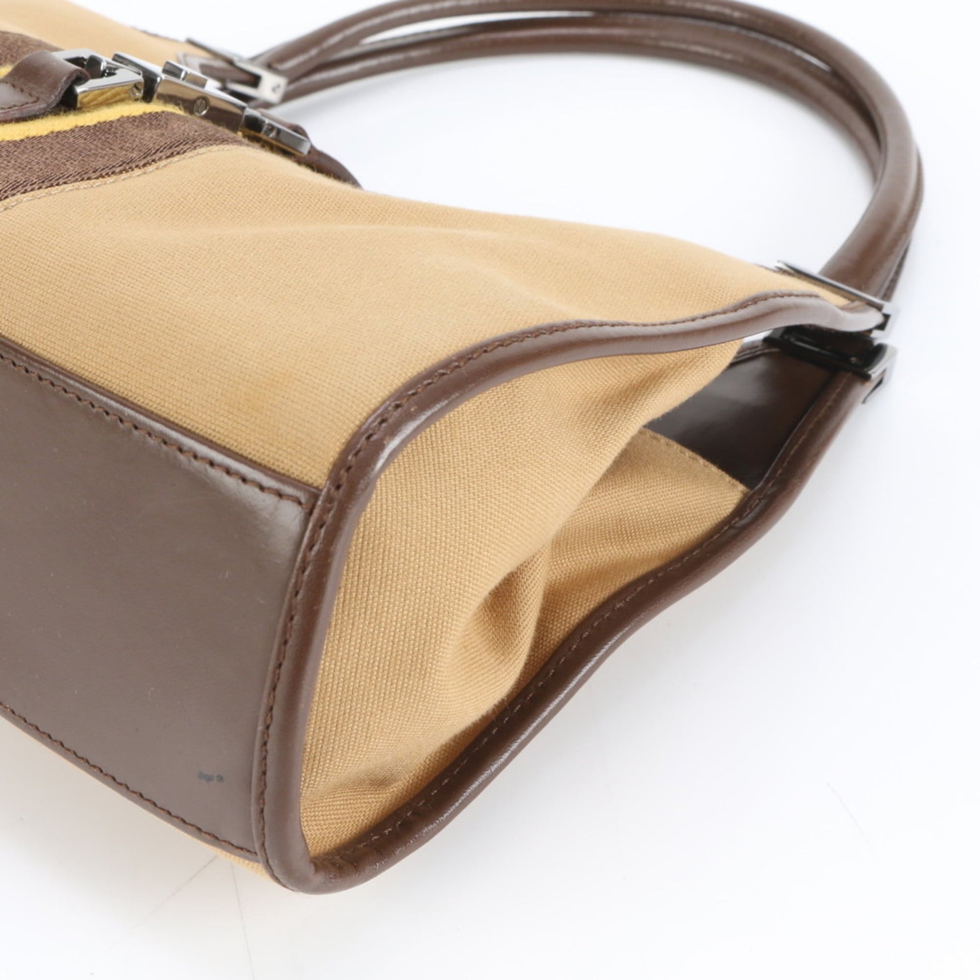 Gucci Brown Leather Canvas Shoulder Bag