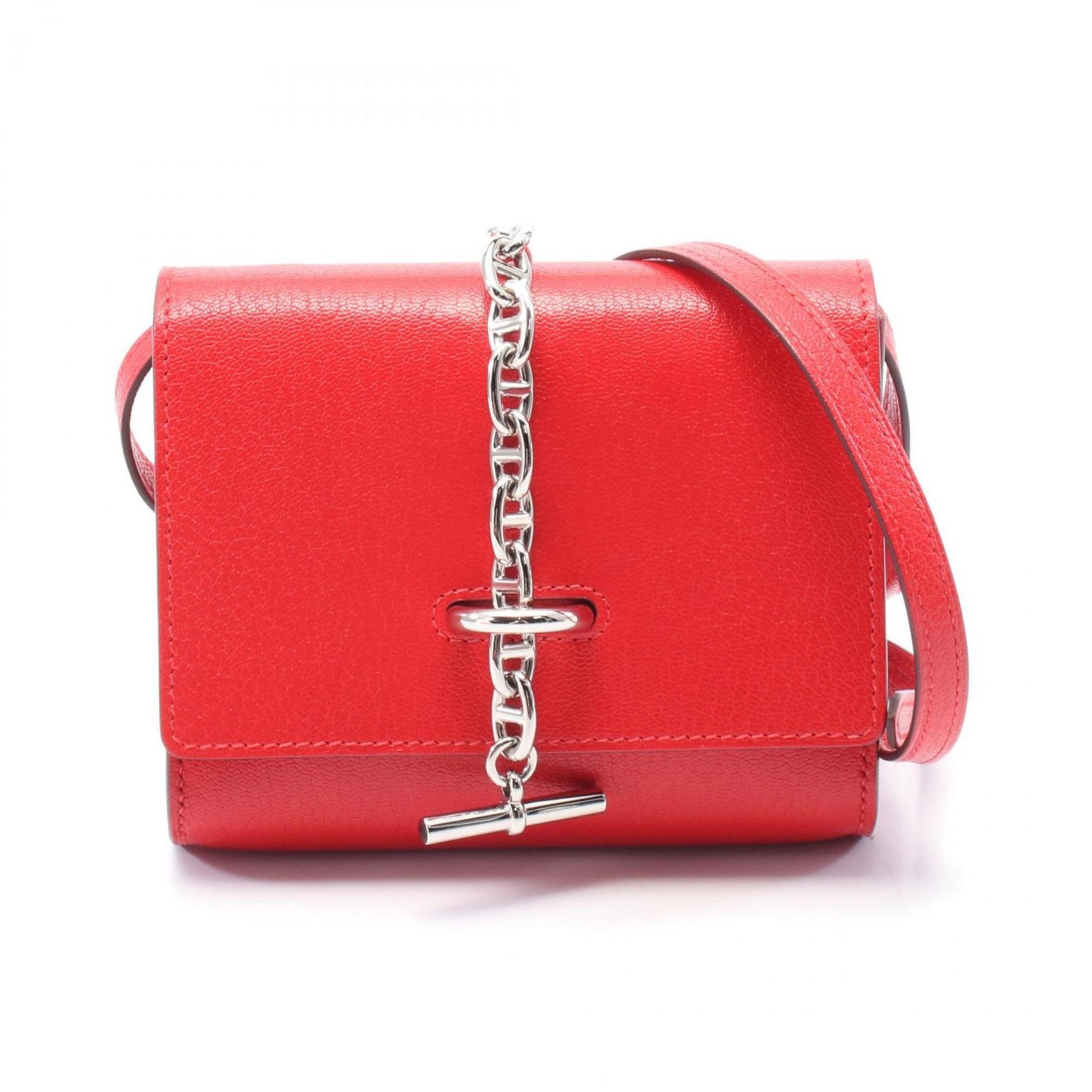 Hermes Color Chevre Shoulder Bag Leather Red