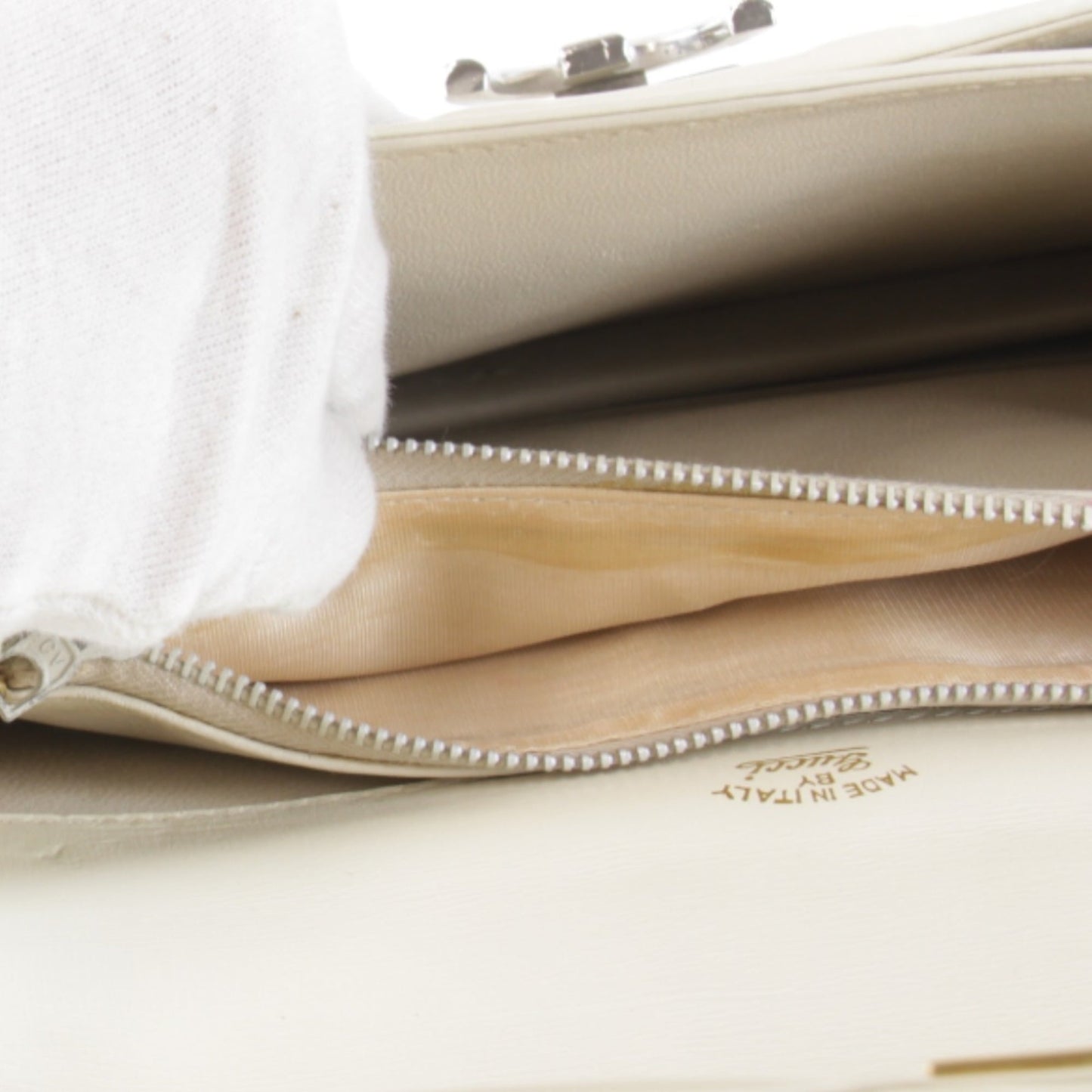 Gucci Microguccissima White Canvas Leather Shoulder Bag